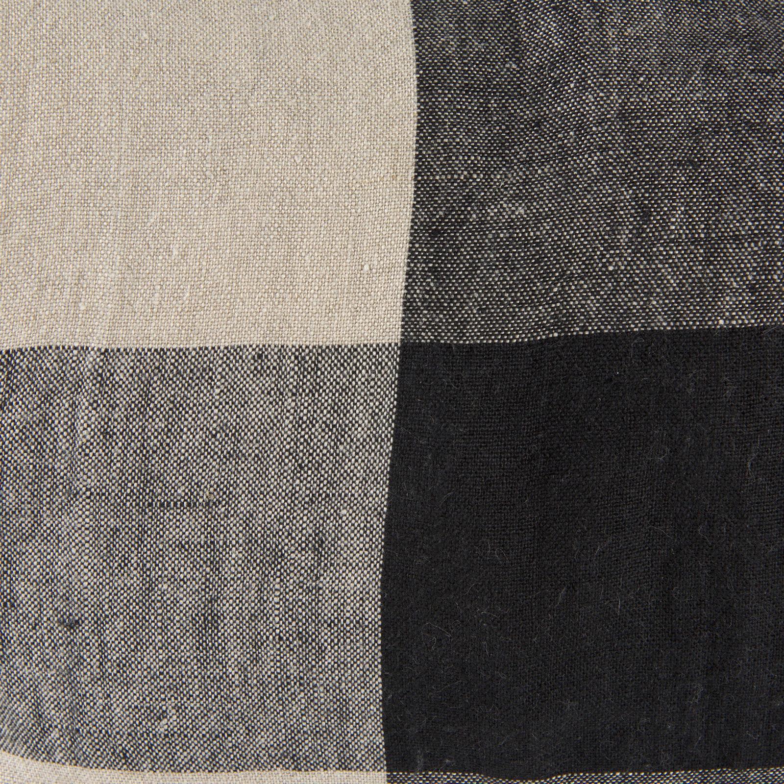 Mercana Raquel Beige and Black Fabric Plaid Decorative Pillow Cover