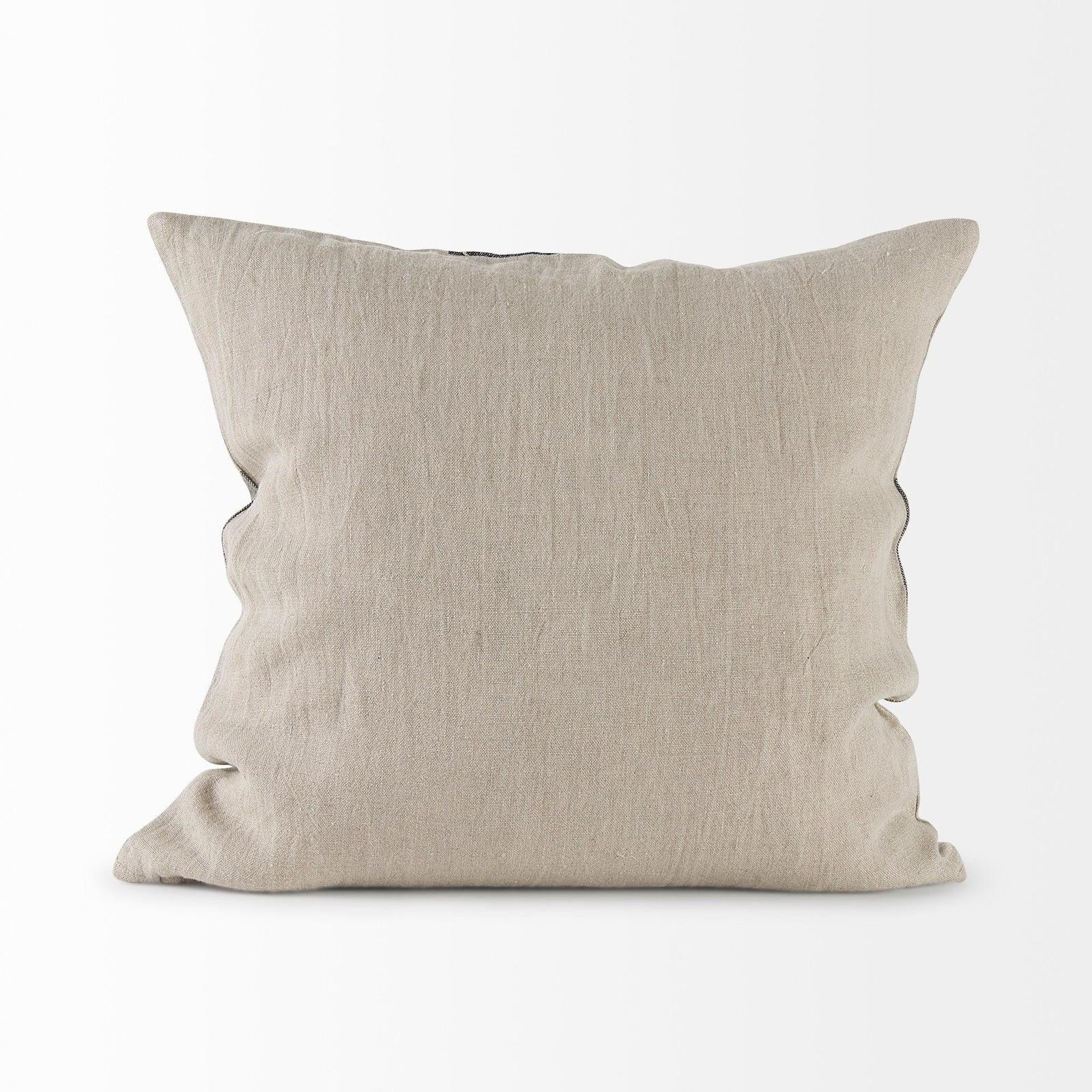 Mercana Raquel Beige and Black Fabric Plaid Decorative Pillow Cover