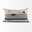 Mercana Thalia Black and Beige Fabric Striped and Fringed Decorative Pillow Cover Clearance