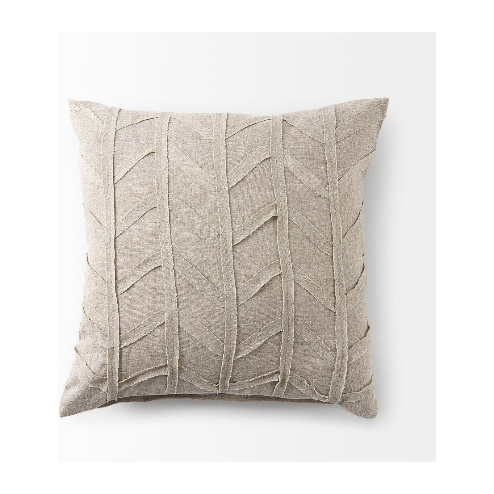 Mercana Ivivva Beige Fabric Textured Decorative Pillow Cover Clearance