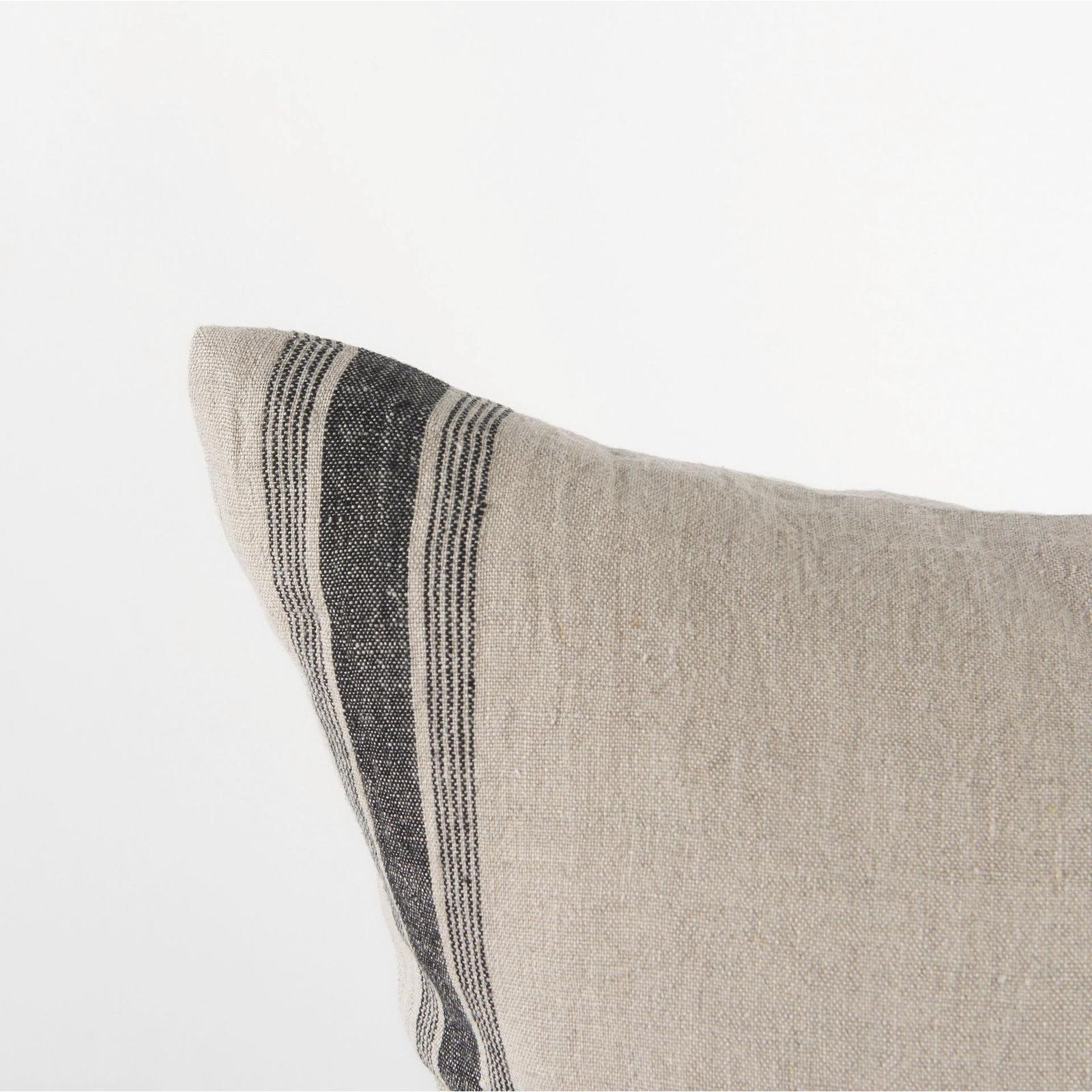 Mercana Hattie Beige and Black Fabric Striped Decorative Pillow Cover