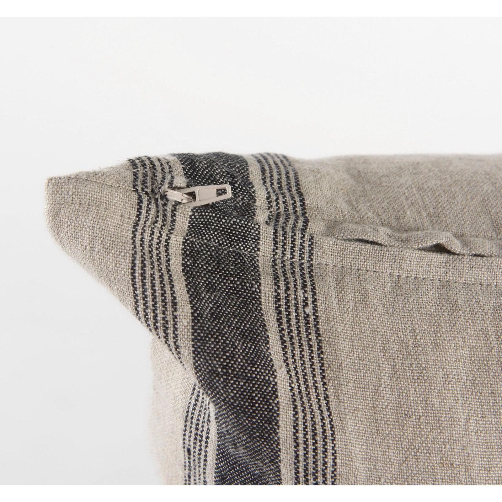 Mercana Hattie Beige and Black Fabric Striped Decorative Pillow Cover