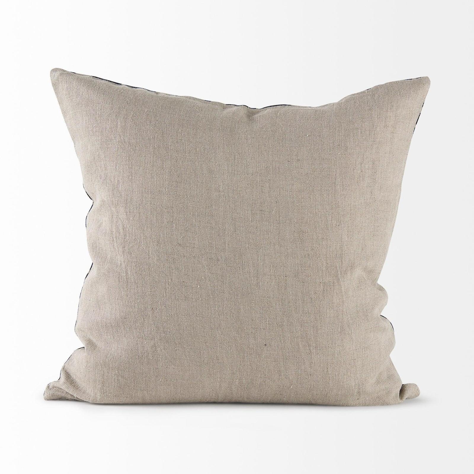 Mercana Miriam Beige and Black Fabric Patterned Decorative Pillow Cover
