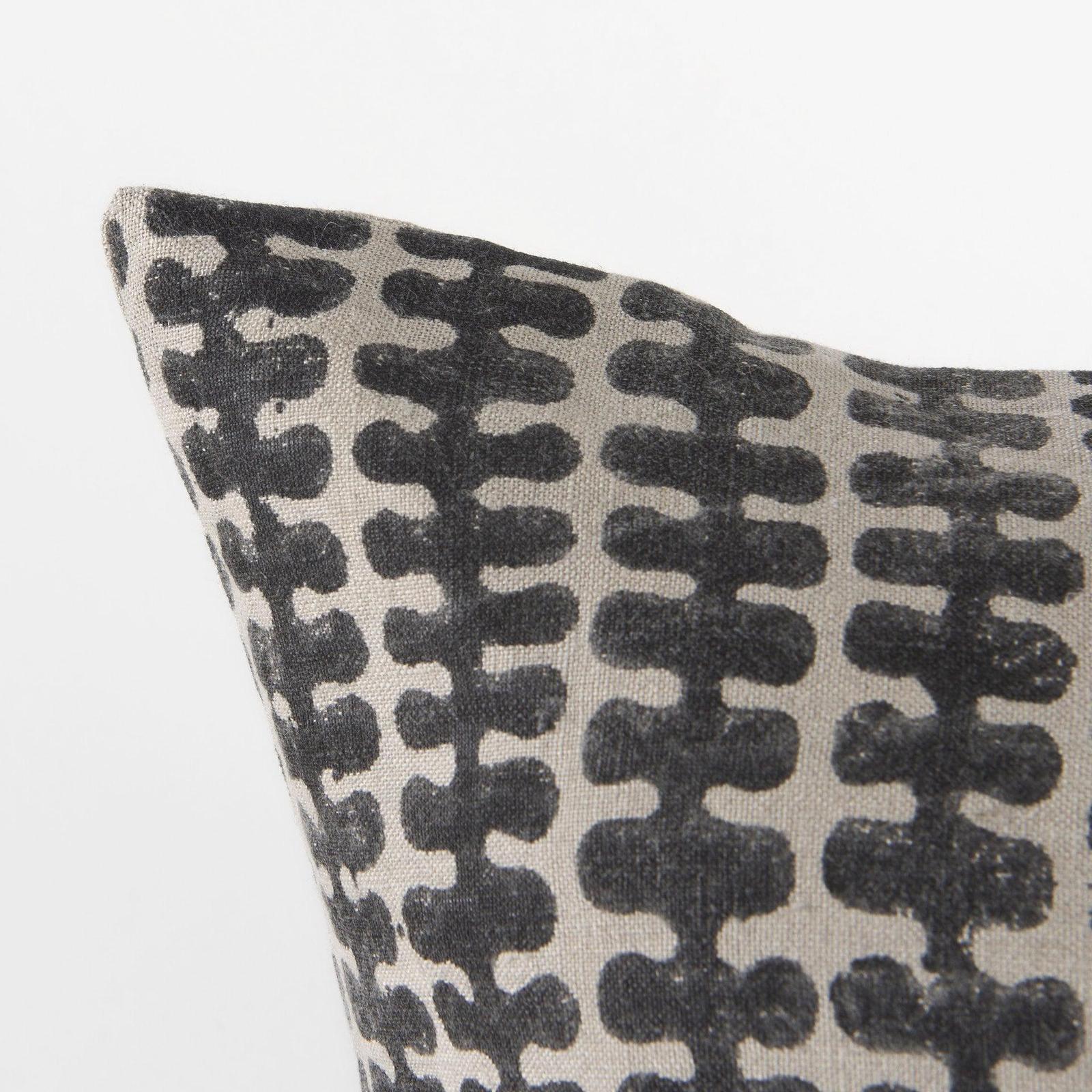 Mercana Miriam Beige and Black Fabric Patterned Decorative Pillow Cover