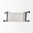 Mercana Kimia White and Black Fabric Herringbone and Fringed Decorative Pillow Cover Clearance