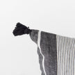 Mercana Kimia White and Black Fabric Herringbone and Fringed Decorative Pillow Cover Clearance