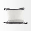 Mercana Kimia White and Black Fabric Herringbone and Fringed Decorative Pillow Cover Clearance