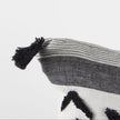 Mercana Kimia White and Black Fabric Herringbone and Fringed Decorative Pillow Cover Clearance