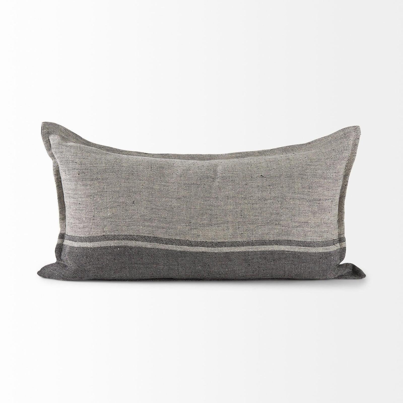 Mercana Zadie Light Gray and Dark Gray Fabric Color Blocked Decorative Pillow Cover Clearance