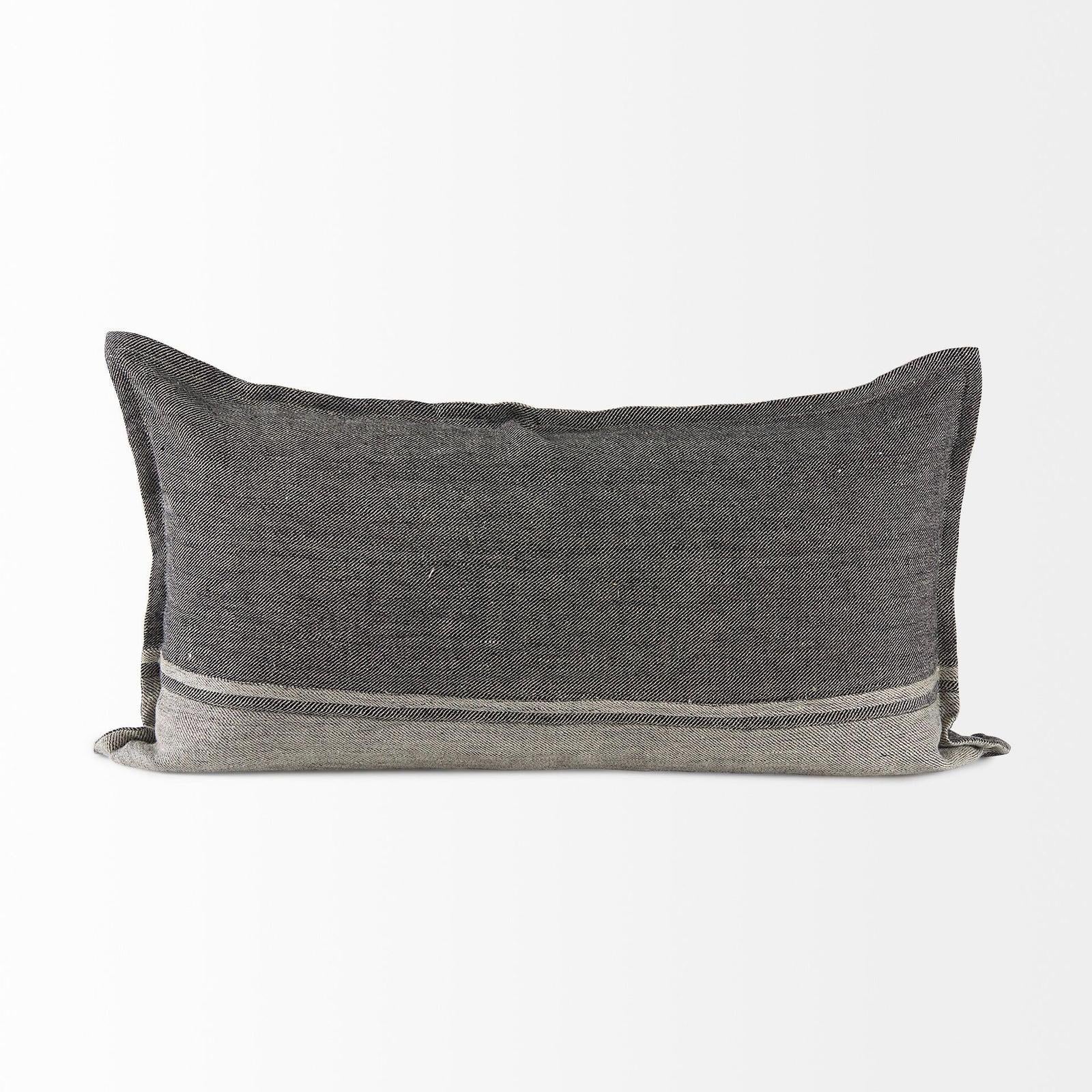 Mercana Zadie Light Gray and Dark Gray Fabric Color Blocked Decorative Pillow Cover Clearance