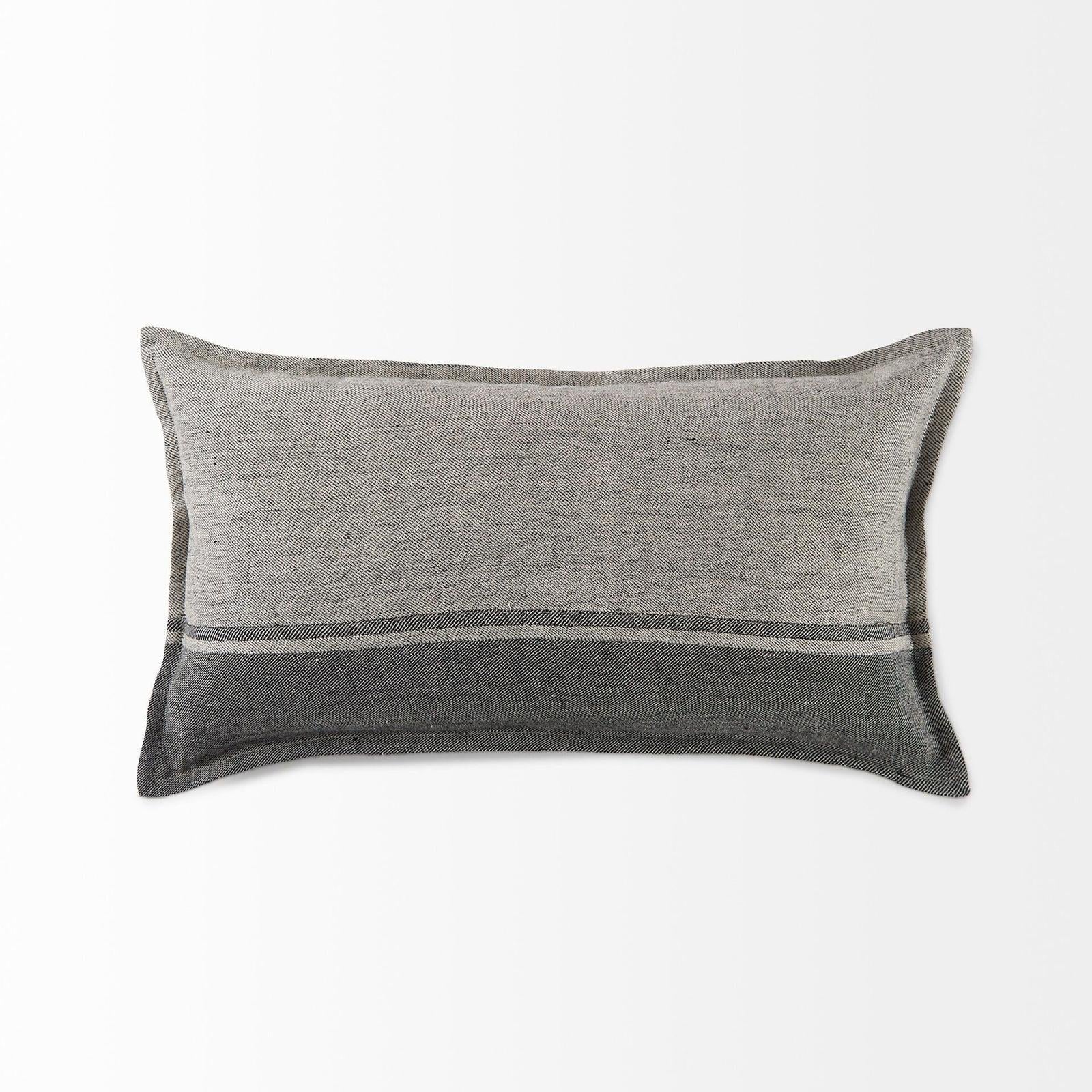 Mercana Zadie Light Gray and Dark Gray Fabric Color Blocked Decorative Pillow Cover Clearance