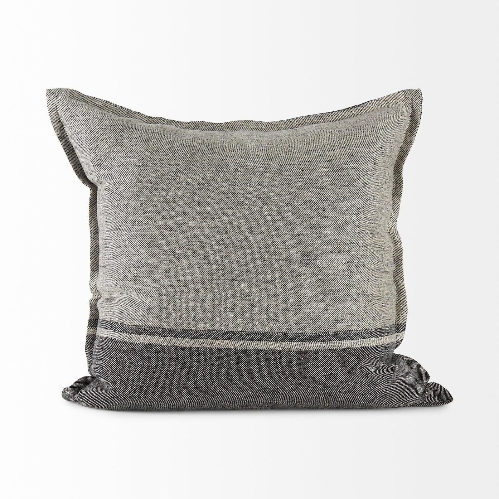 Mercana Zadie Light Gray and Dark Gray Fabric Color Blocked Decorative Pillow Cover Clearance