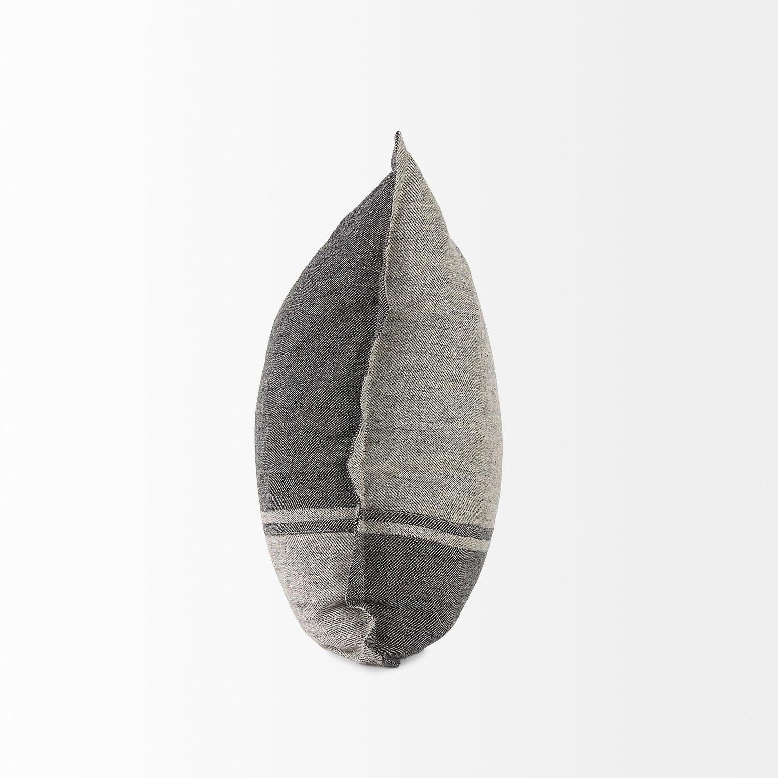 Mercana Zadie Light Gray and Dark Gray Fabric Color Blocked Decorative Pillow Cover Clearance