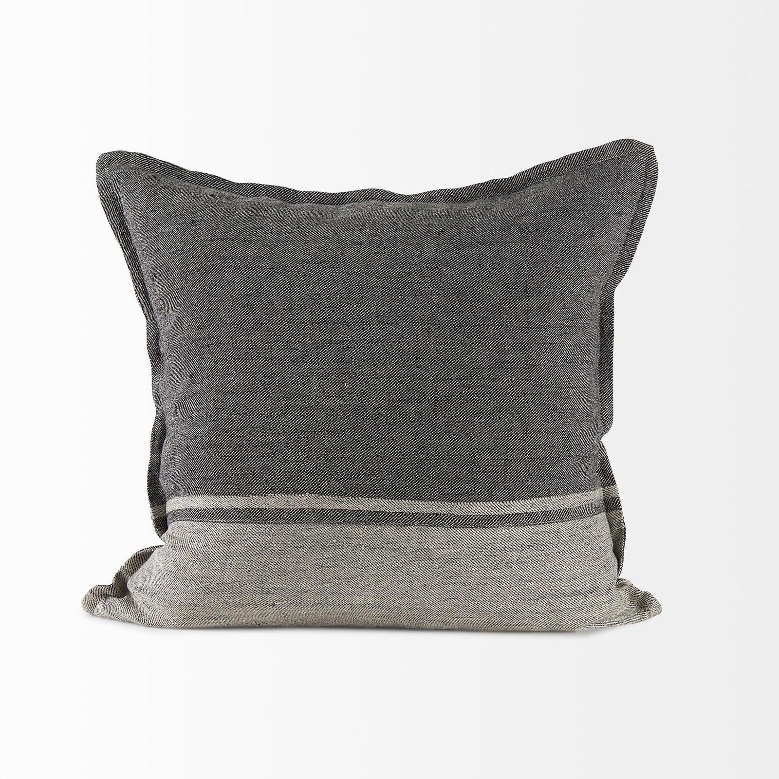 Mercana Zadie Light Gray and Dark Gray Fabric Color Blocked Decorative Pillow Cover Clearance
