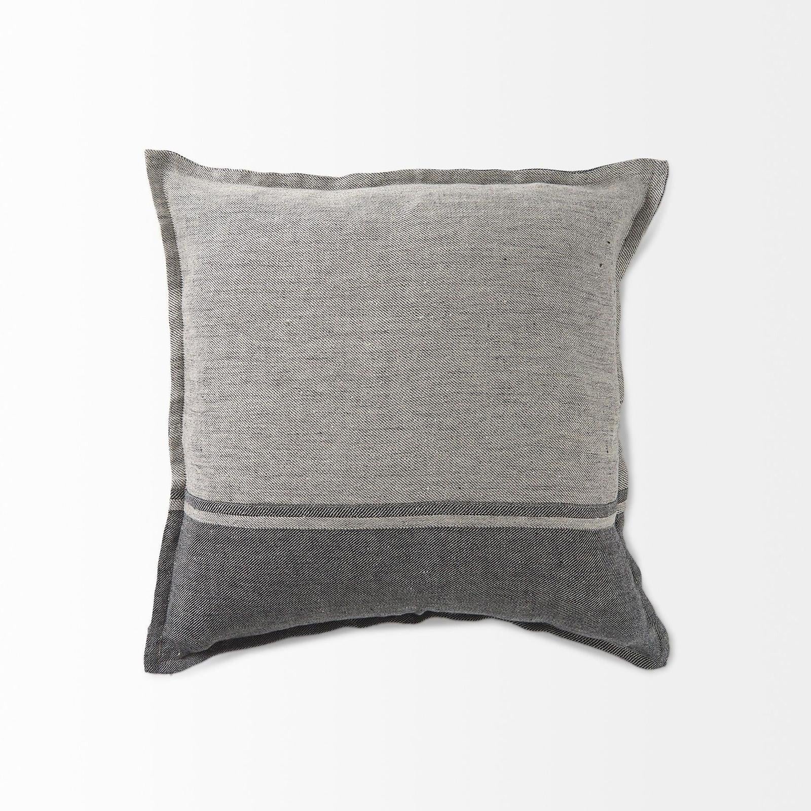 Mercana Zadie Light Gray and Dark Gray Fabric Color Blocked Decorative Pillow Cover Clearance