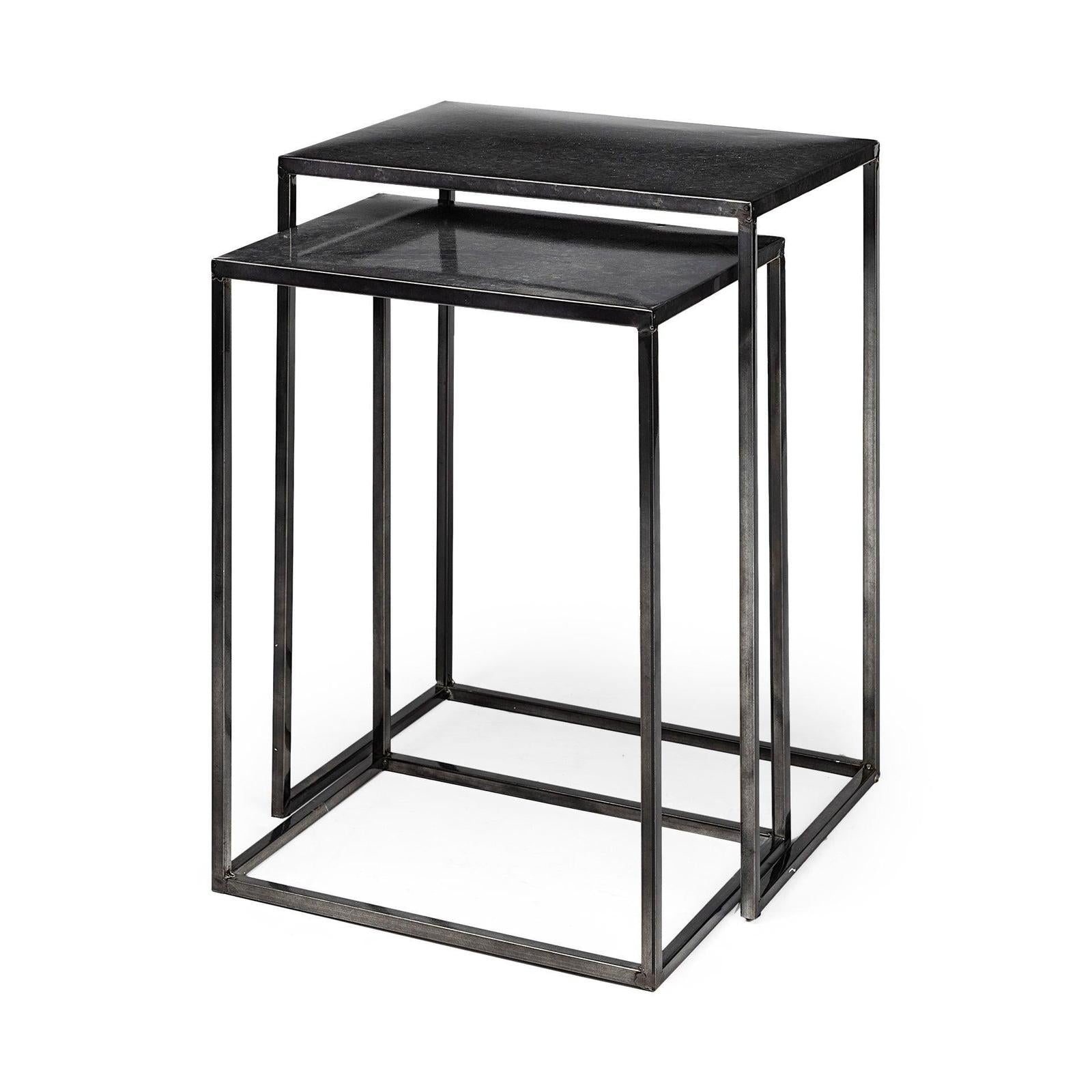 Mercana Kasey Galvanized Metal Nesting Accent Tables- Set of 2