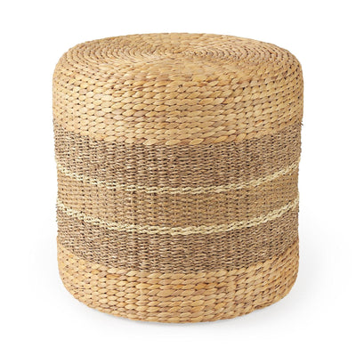 Mercana Maya Light Brown W/Medium Brown Stripes Seagrass Pouf