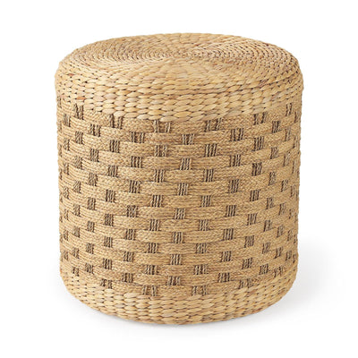 Mercana Michelle Light Brown Woven Seagrass Round Pouf