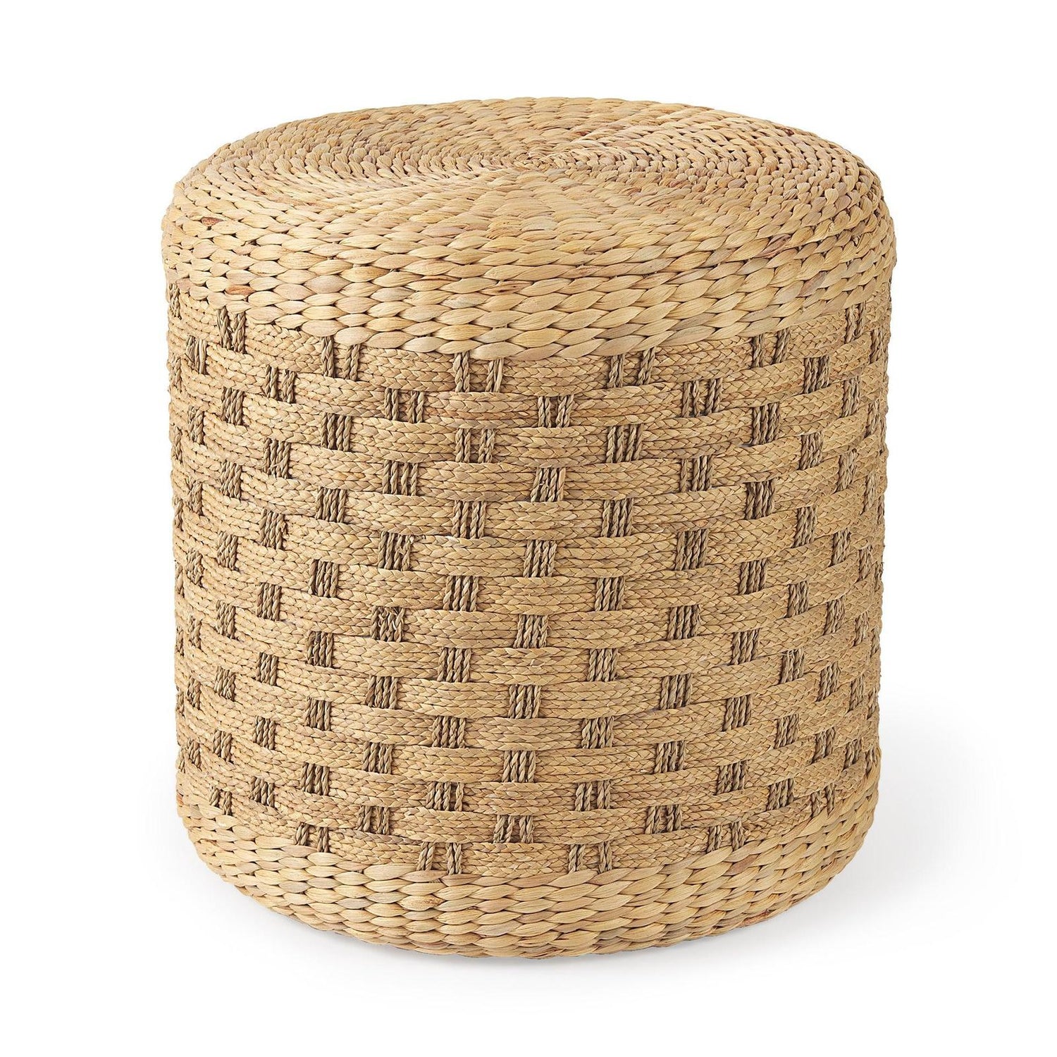 Mercana Michelle Light Brown Woven Seagrass Round Pouf