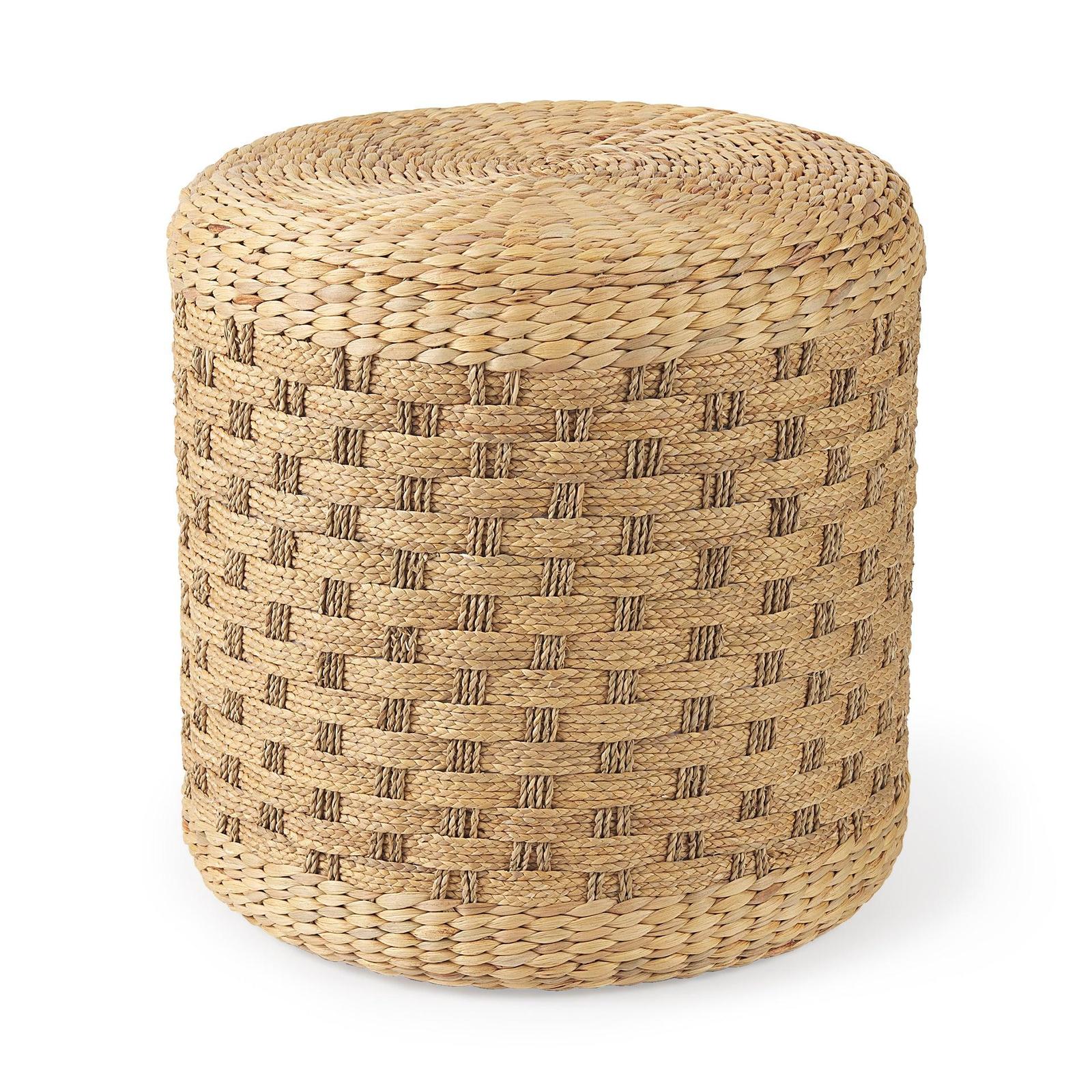 Mercana Michelle Light Brown Woven Seagrass Round Pouf