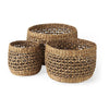 Mercana Dakota Medium Brown Seagrass Round Basket-Set of 3