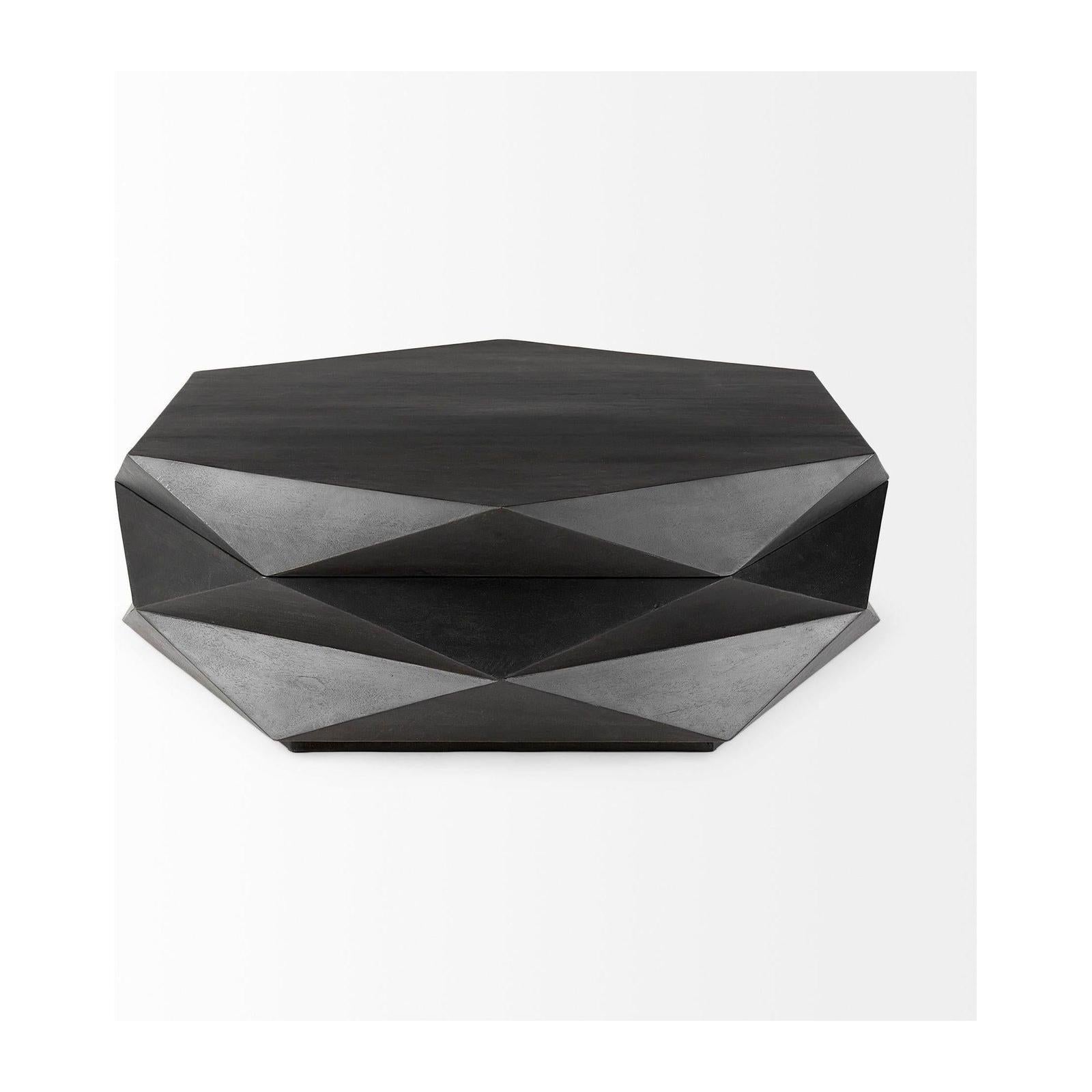 Mercana Arreto Solid Wood Hexagonal Storage Coffee Table