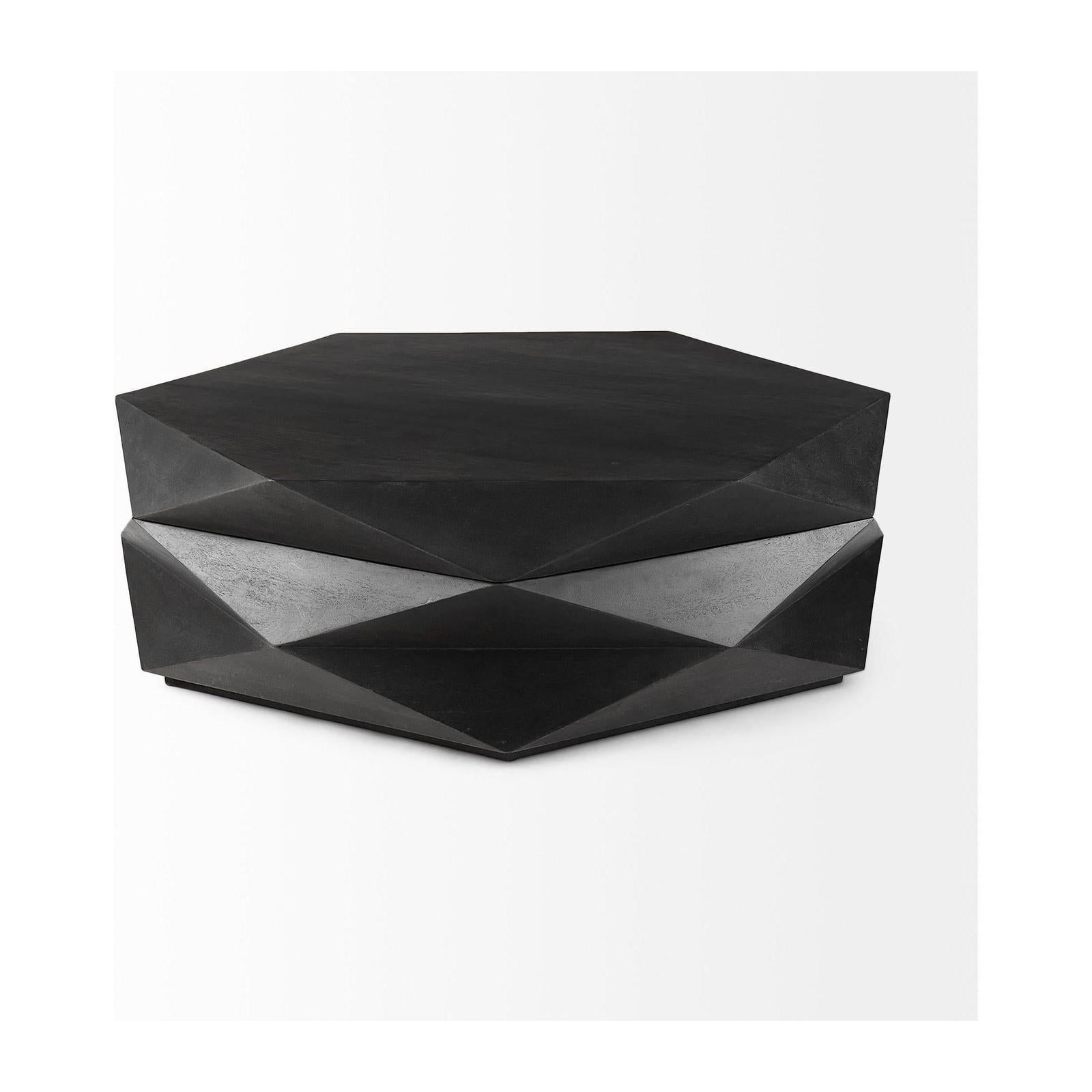 Mercana Arreto Solid Wood Hexagonal Storage Coffee Table