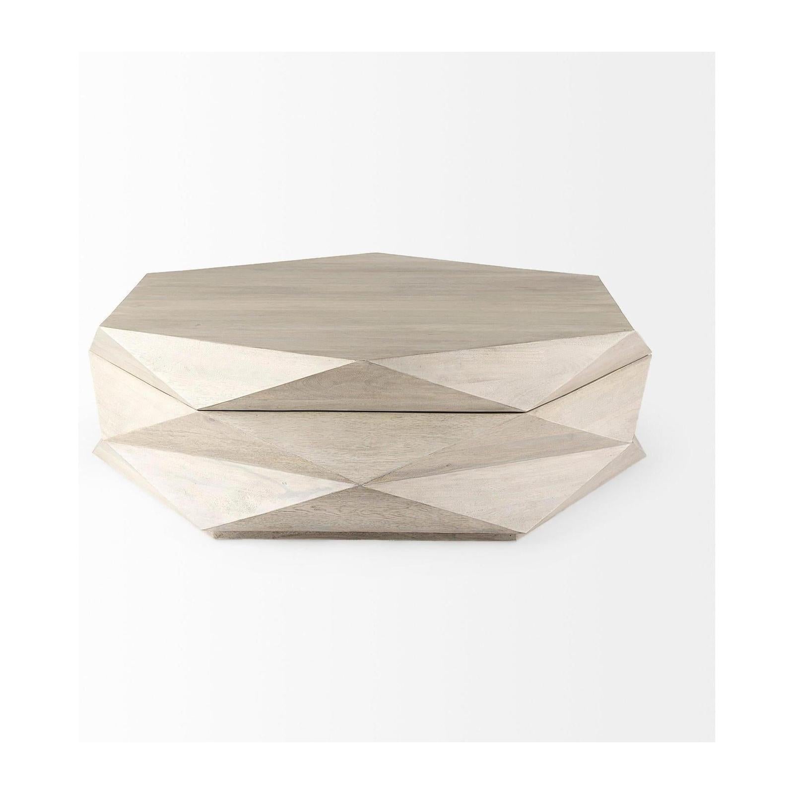 Mercana Arreto Solid Wood Hexagonal Storage Coffee Table