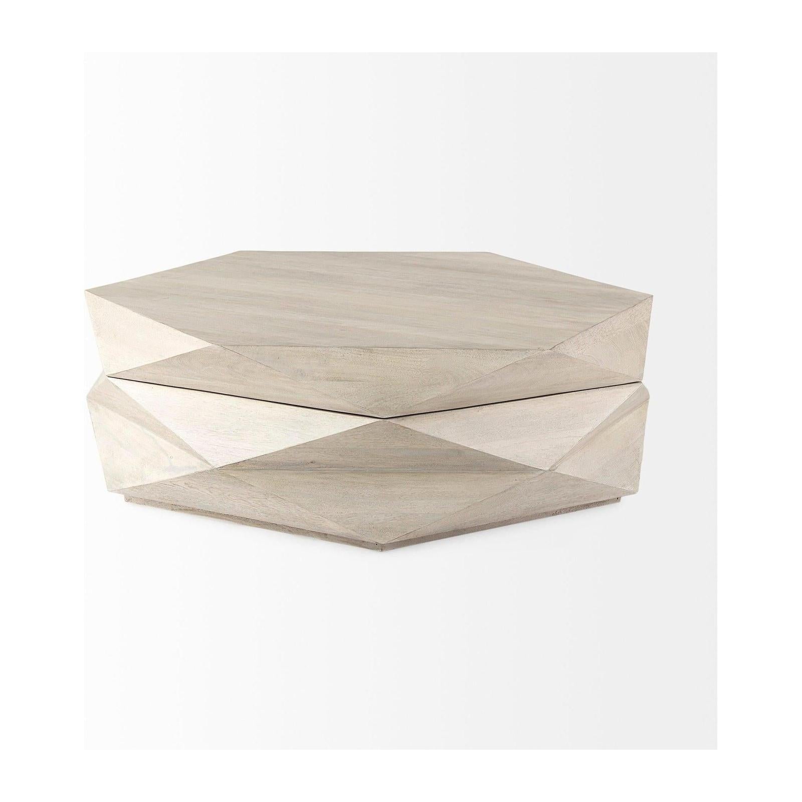 Mercana Arreto Solid Wood Hexagonal Storage Coffee Table