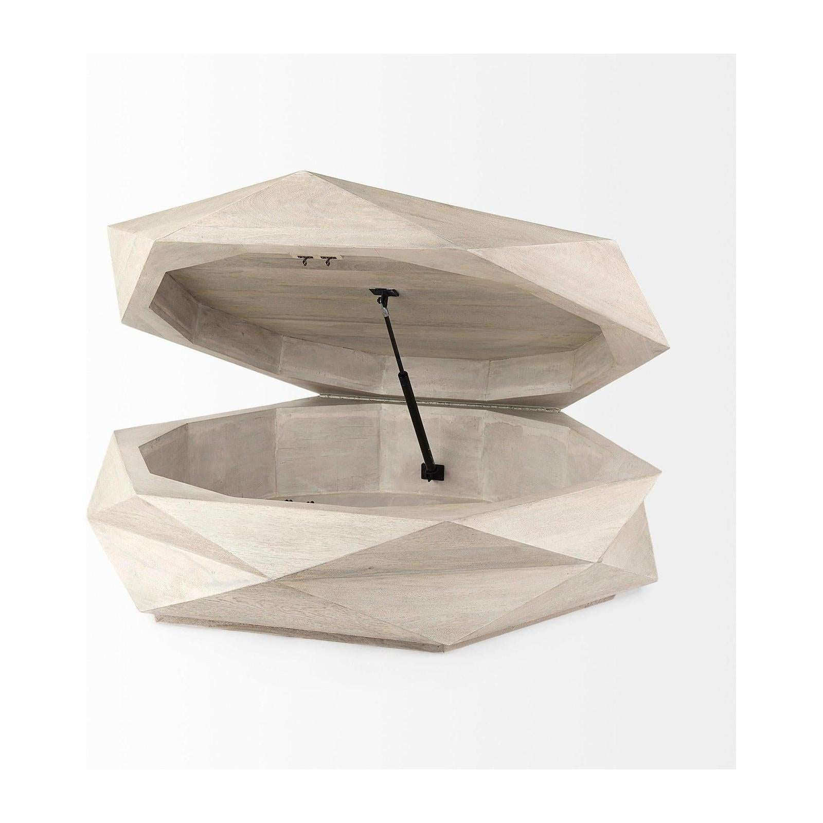 Mercana Arreto Solid Wood Hexagonal Storage Coffee Table