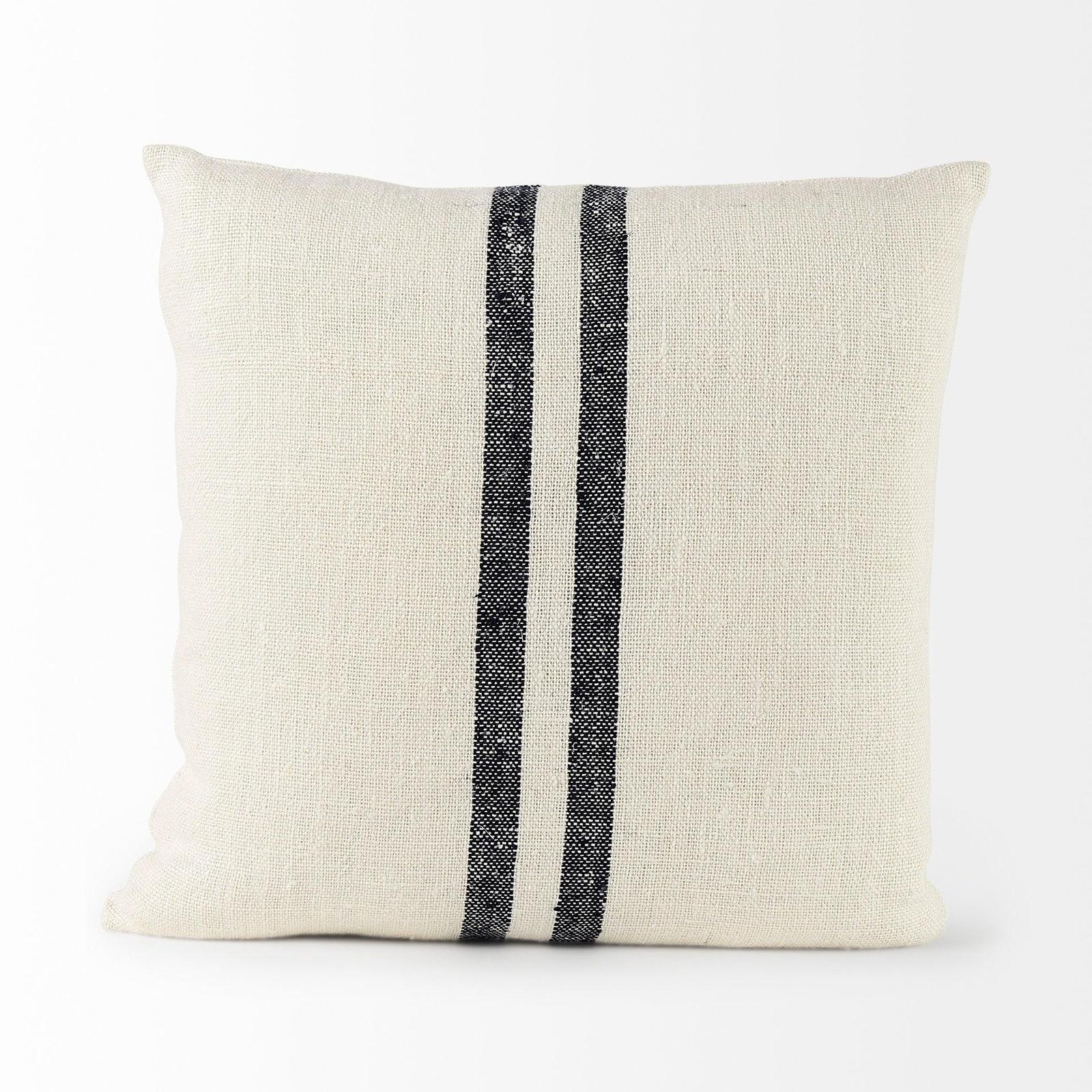 Mercana Sandra Beige With Blue Stripes Decorative Pillow Cover