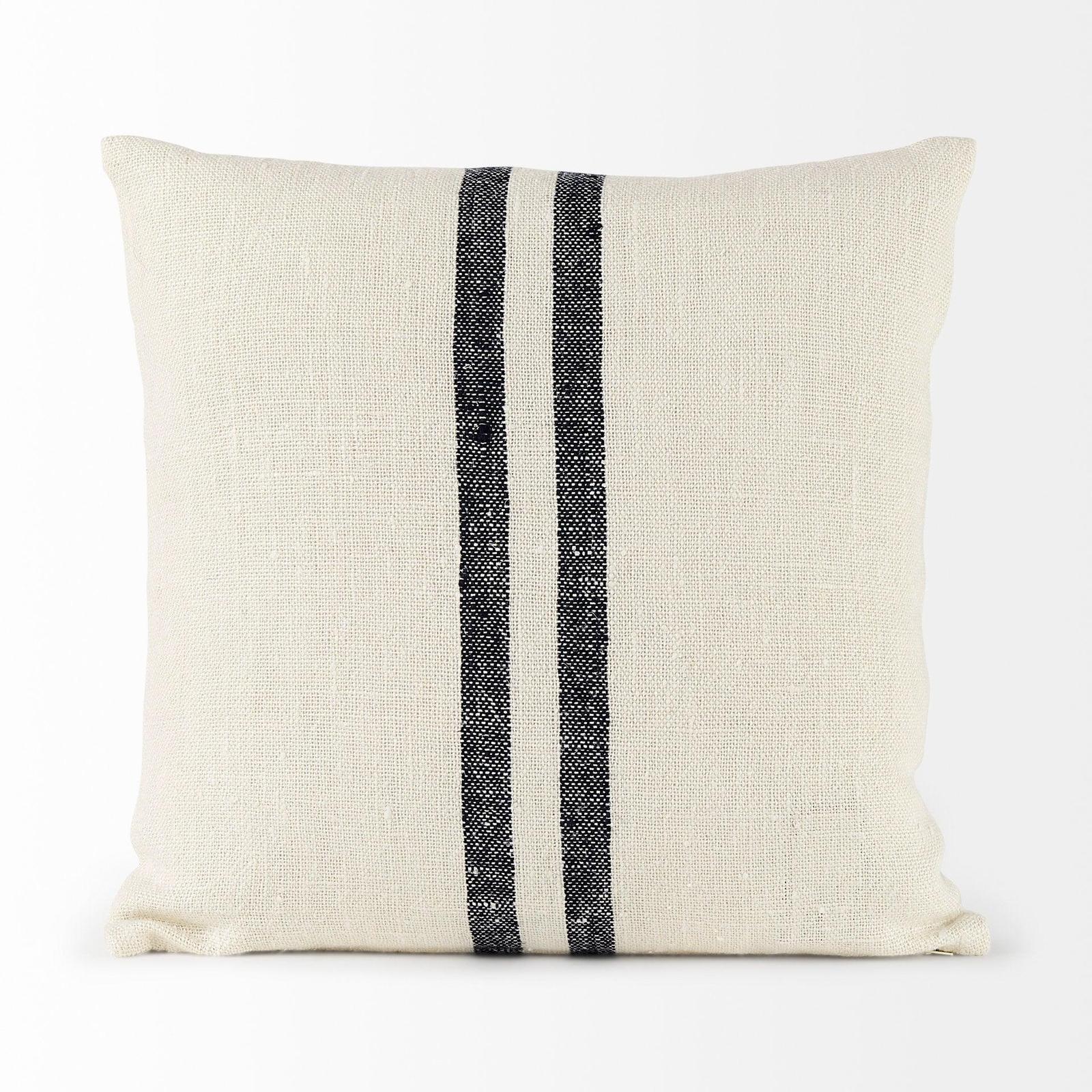 Mercana Sandra Beige With Blue Stripes Decorative Pillow Cover