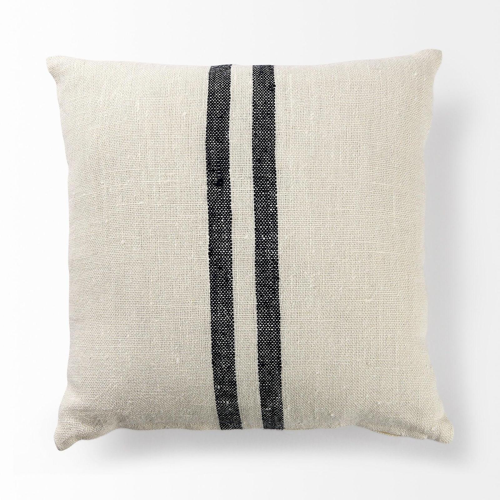 Mercana Sandra Beige With Blue Stripes Decorative Pillow Cover