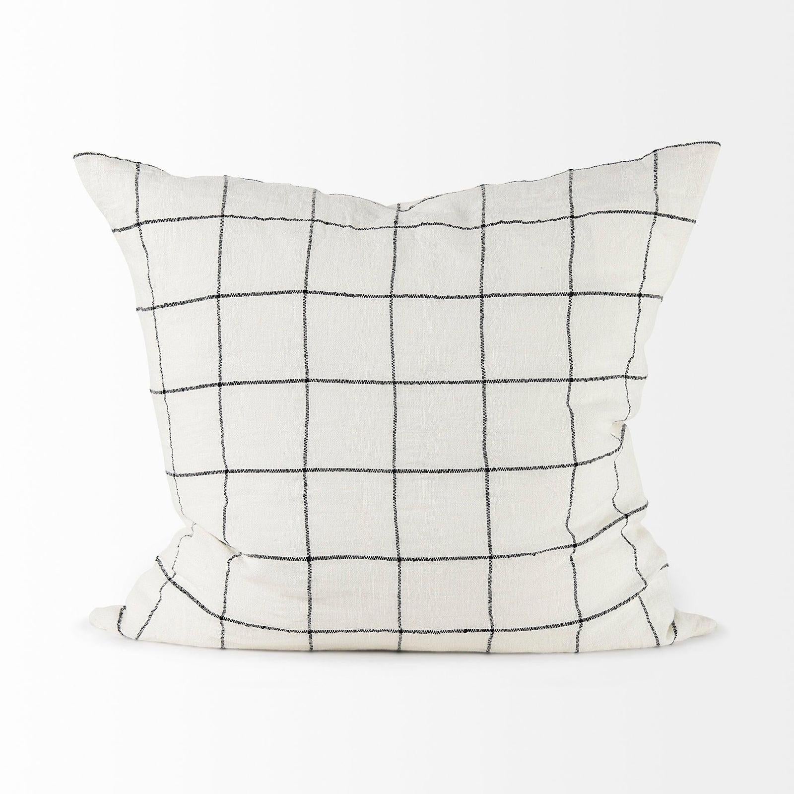 Mercana Suzanne White/Black Square Pattern Decorative Pillow Cover Clearance