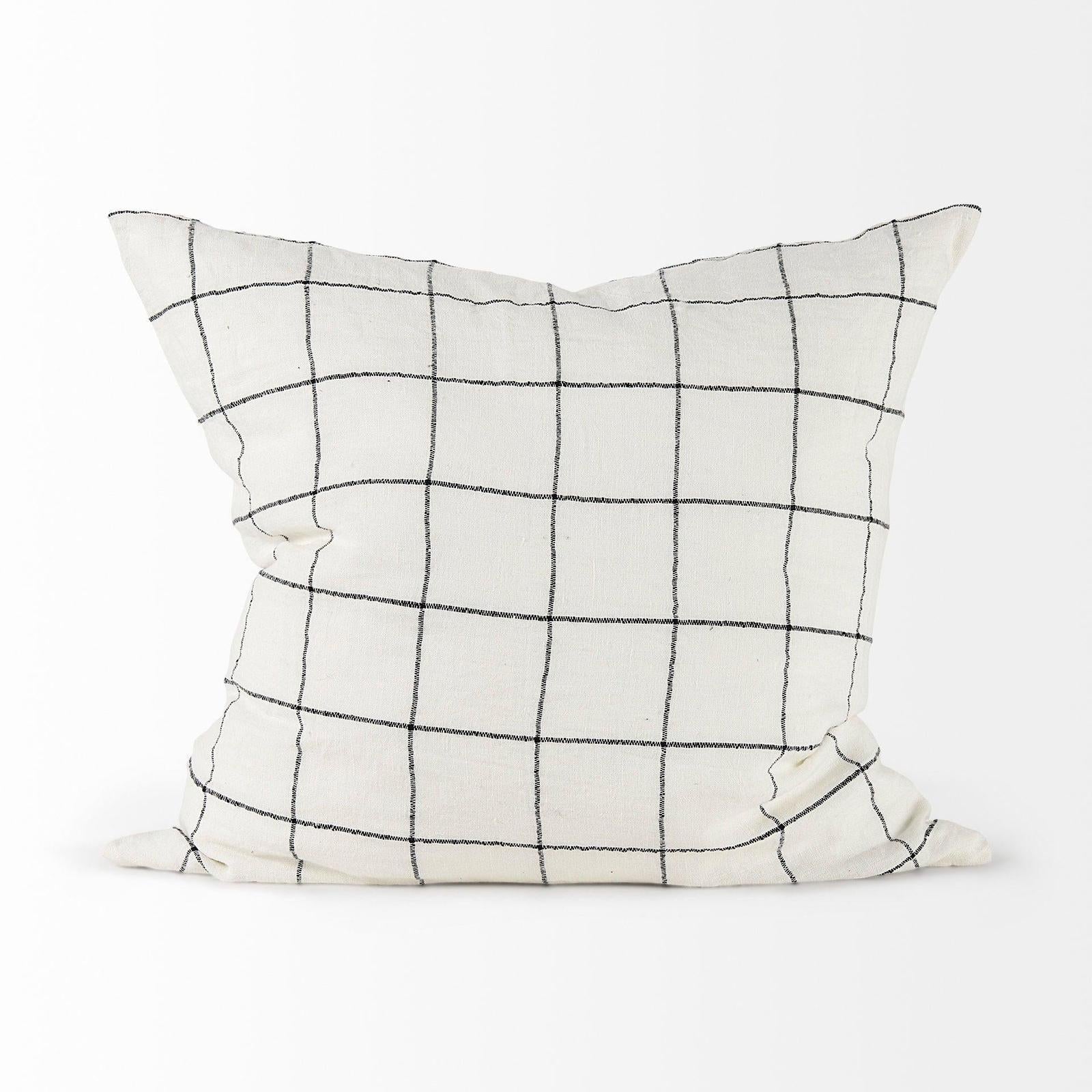 Mercana Suzanne White/Black Square Pattern Decorative Pillow Cover Clearance