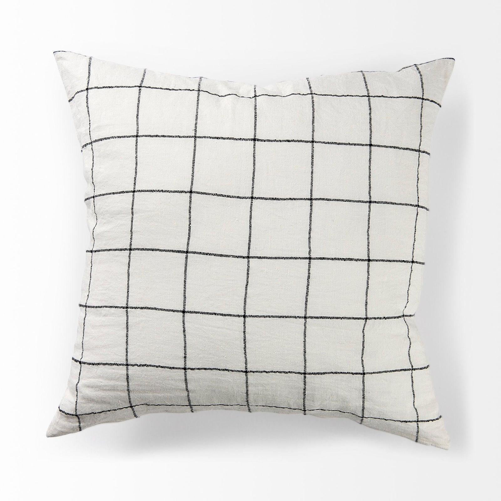 Mercana Suzanne White/Black Square Pattern Decorative Pillow Cover Clearance