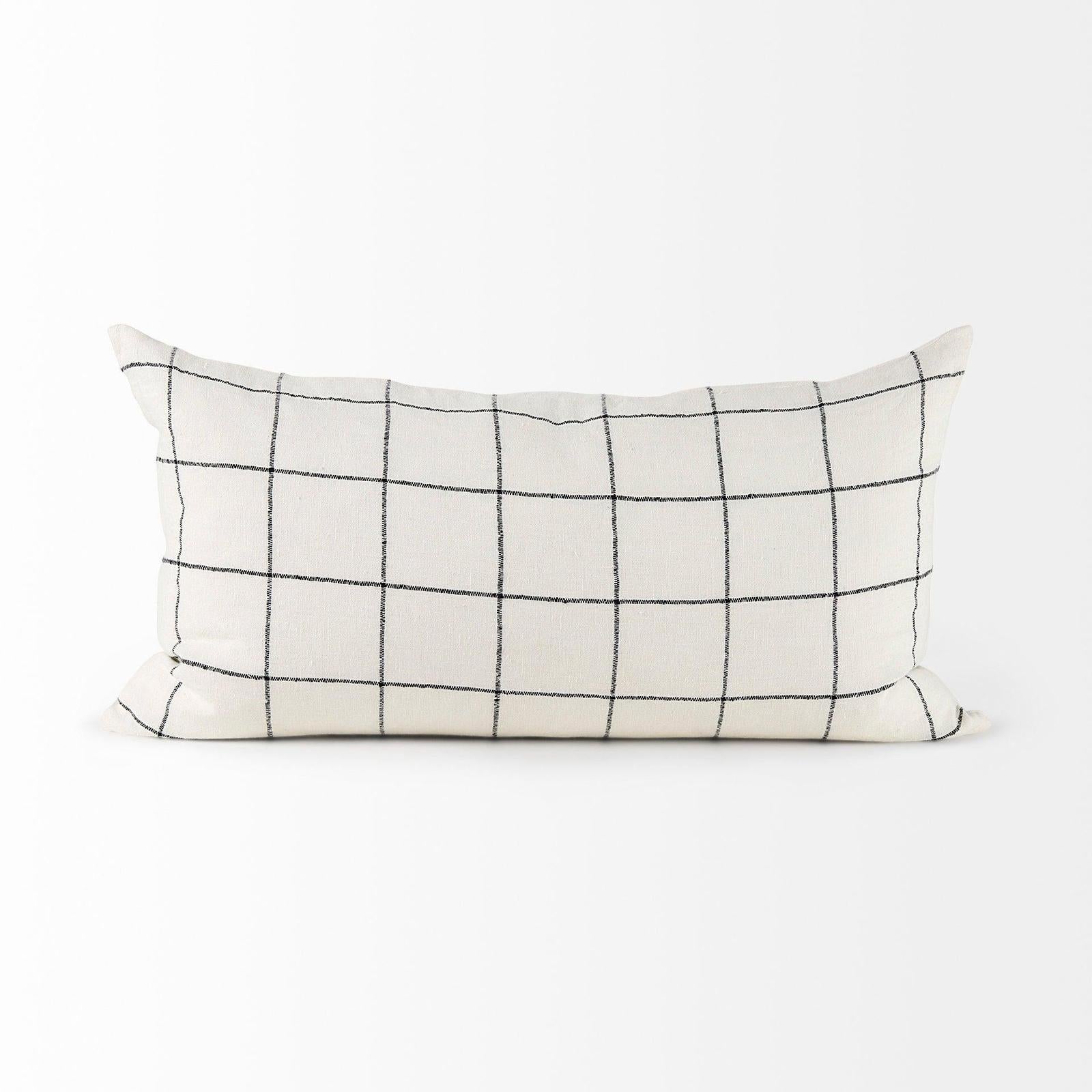 Mercana Suzanne White/Black Square Pattern Decorative Pillow Cover Clearance
