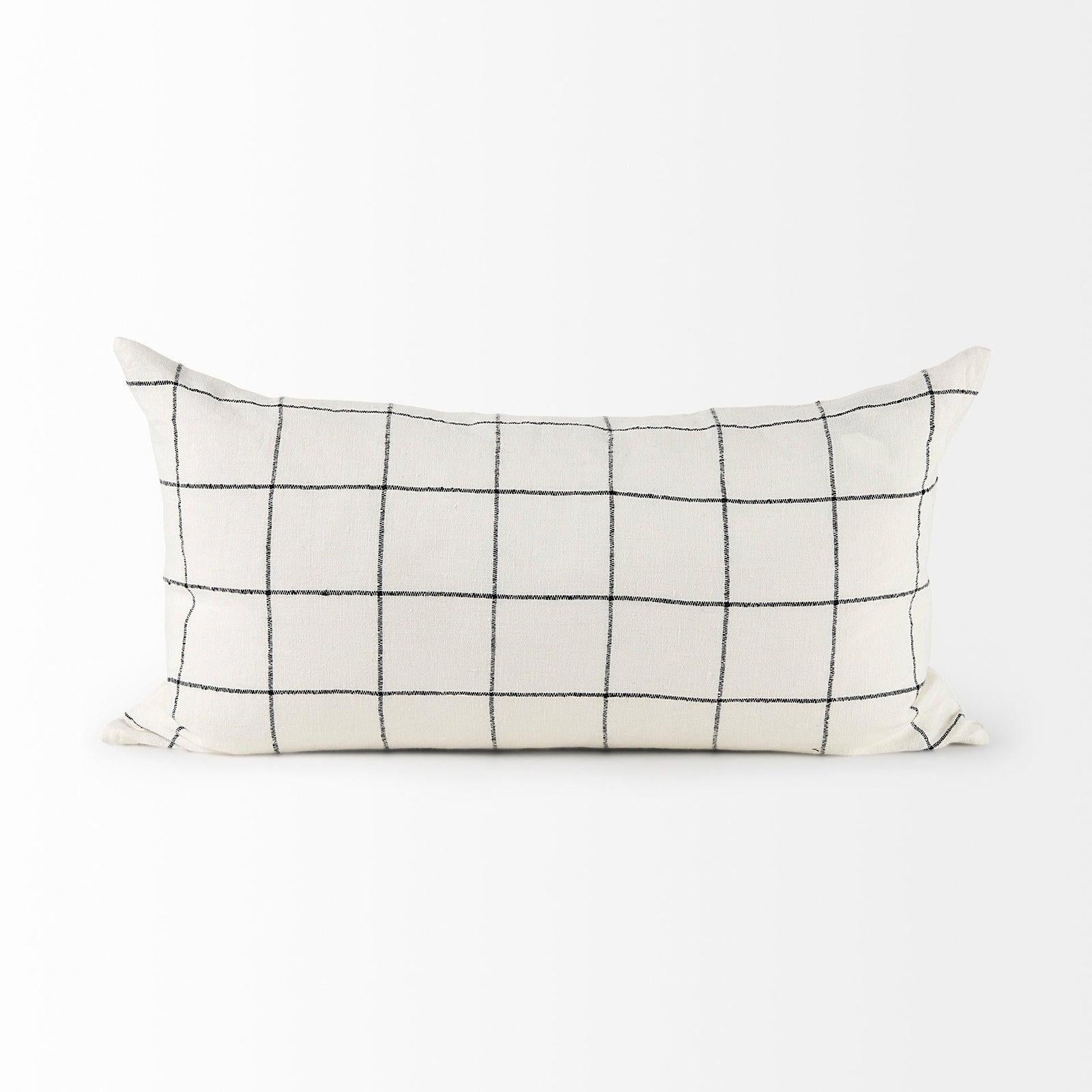 Mercana Suzanne White/Black Square Pattern Decorative Pillow Cover Clearance