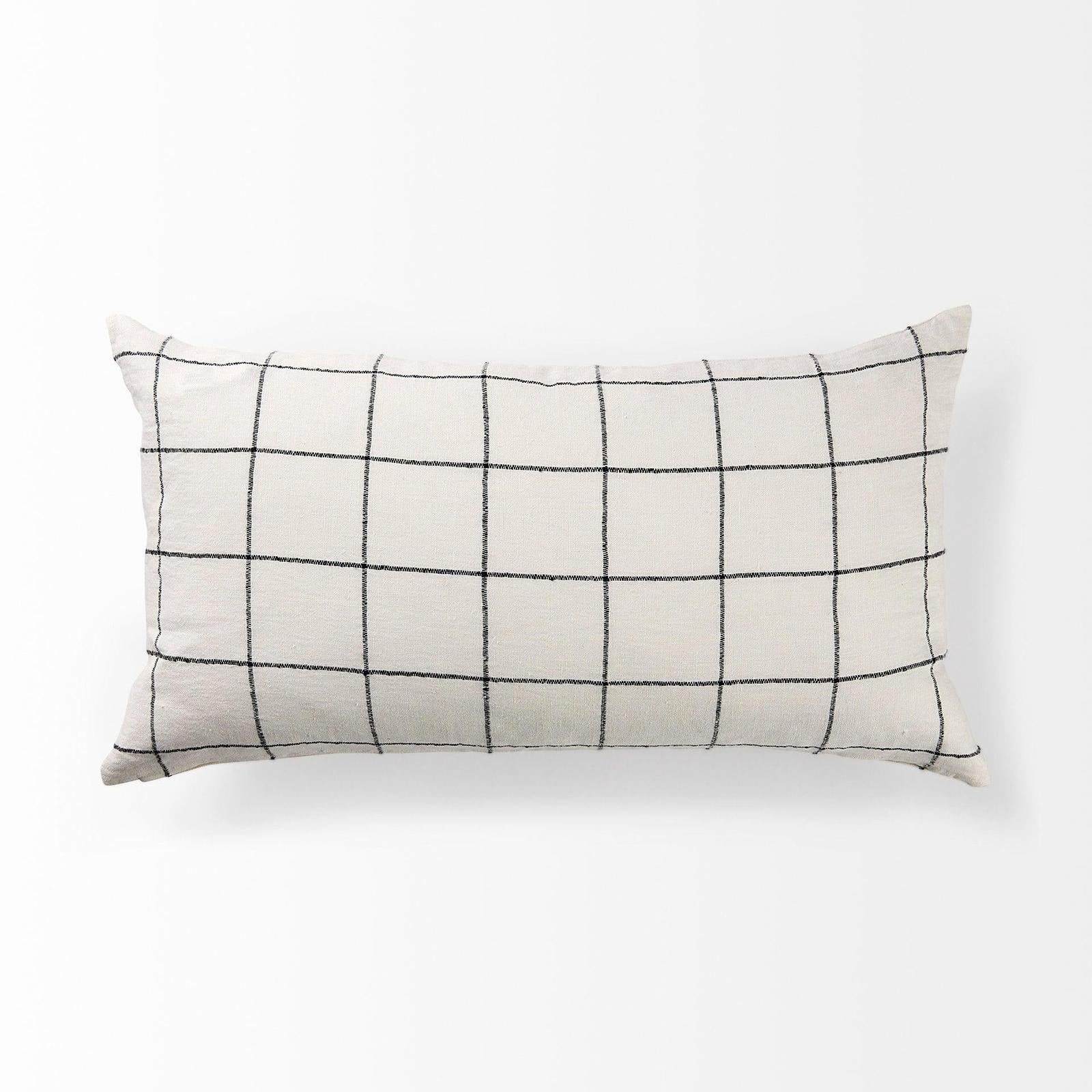 Mercana Suzanne White/Black Square Pattern Decorative Pillow Cover Clearance