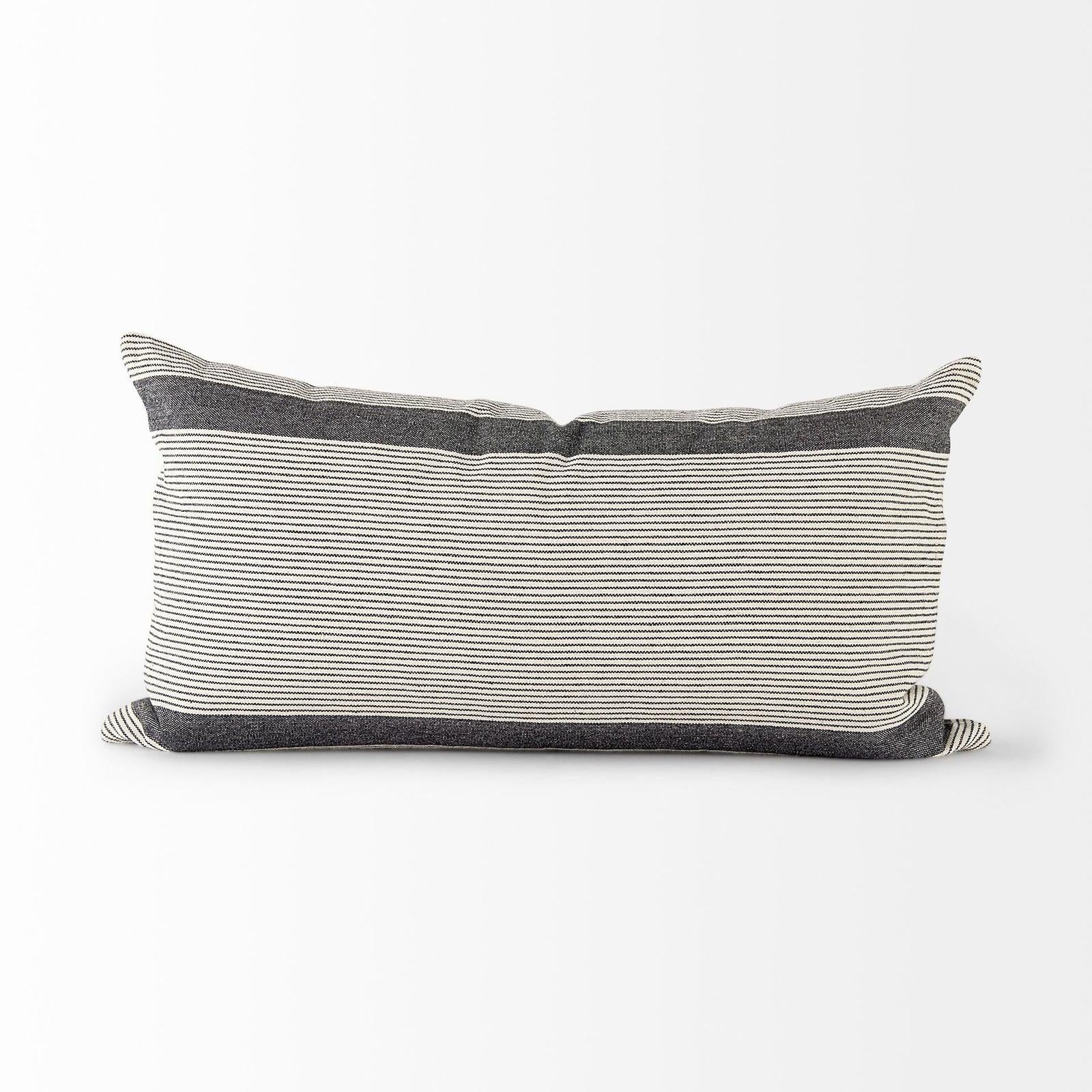 Mercana Nancy Beige With Black Stripe Detail Decorative Pillow Cover