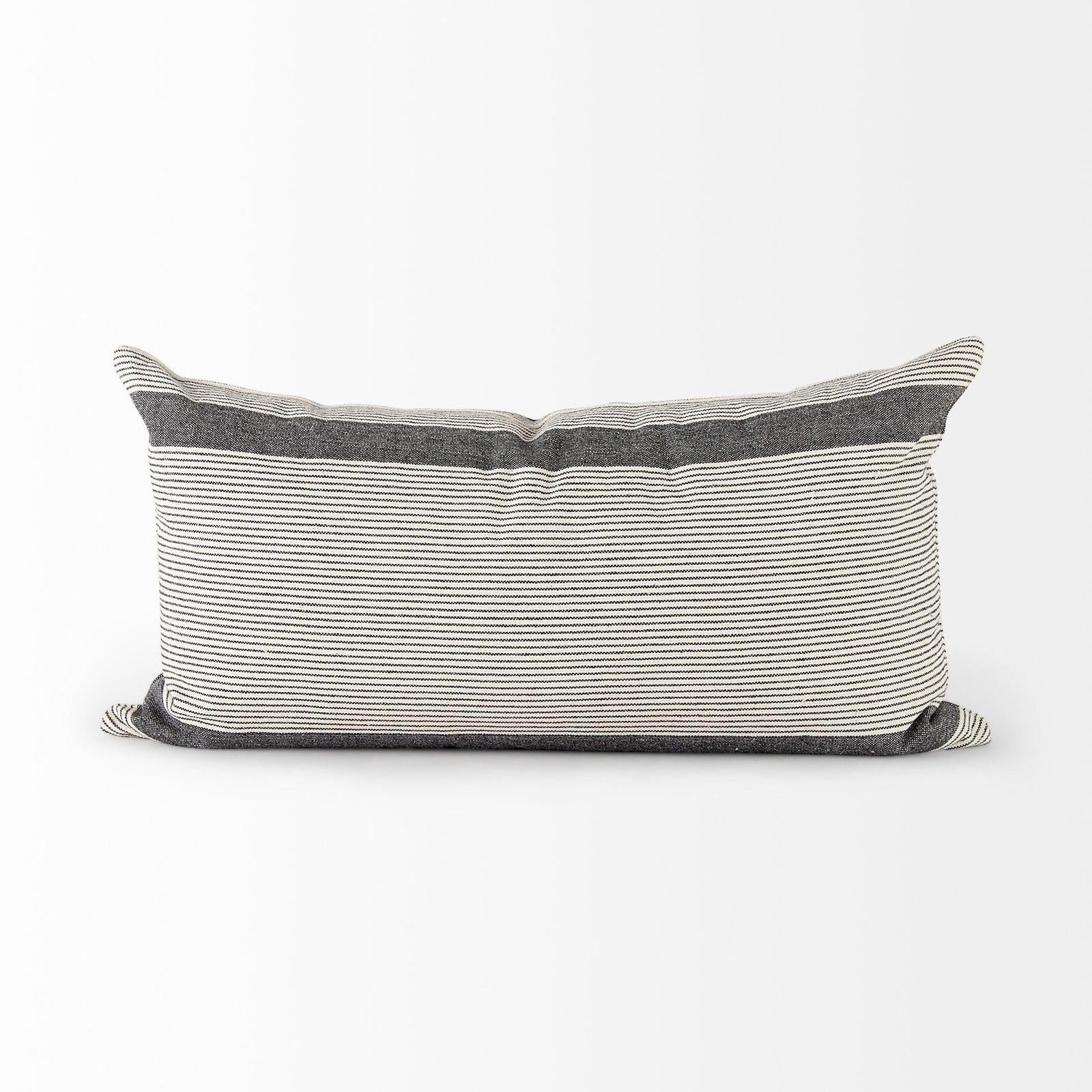 Mercana Nancy Beige With Black Stripe Detail Decorative Pillow Cover
