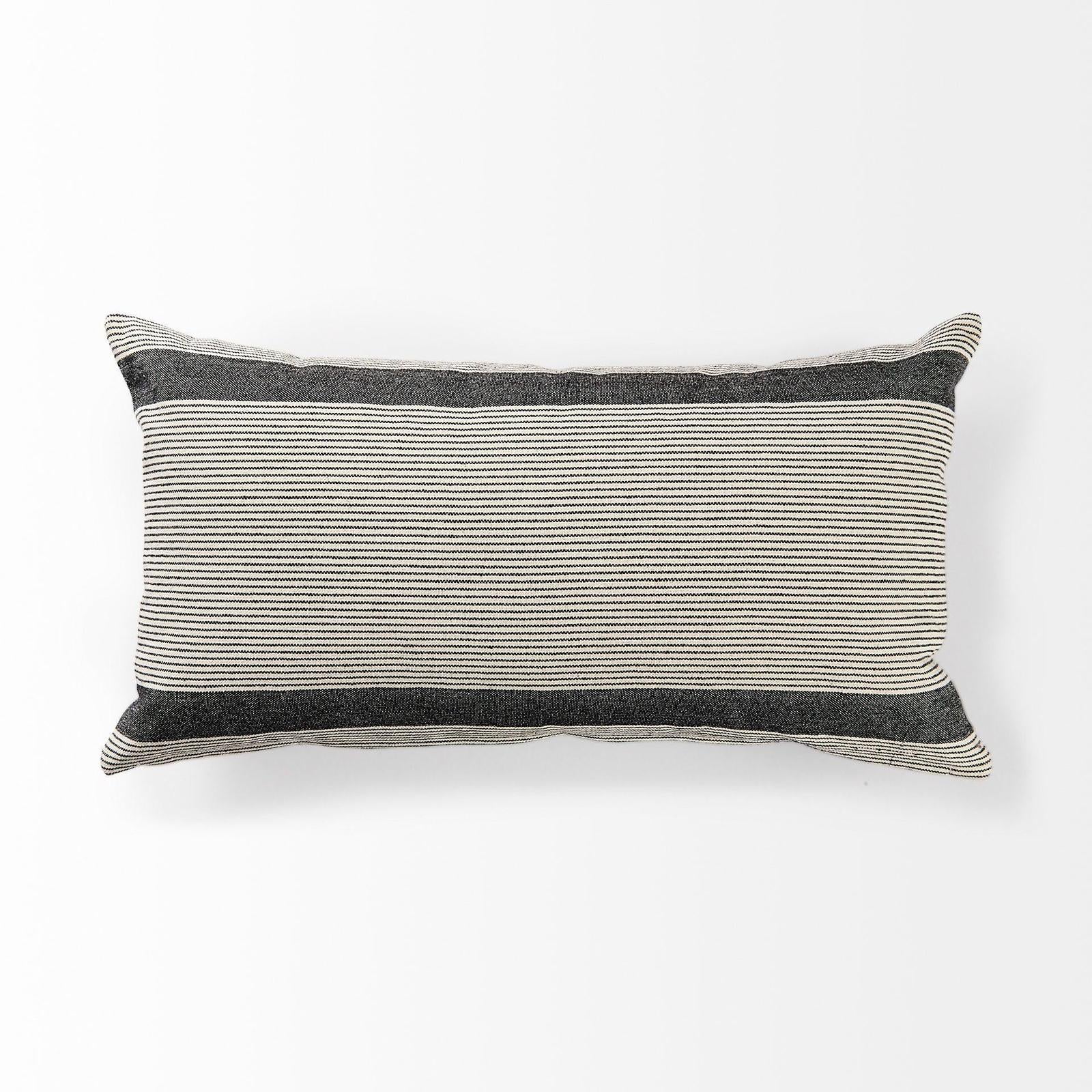 Mercana Nancy Beige With Black Stripe Detail Decorative Pillow Cover