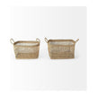 Mercana Bellisa Medium Brown Seagrass Rectangular Basket W/ Handles- Set of 2