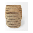 Mercana Hayes Medium Brown Seagrass Round Basket with Stripe Pattern- Set of 2 Clearance