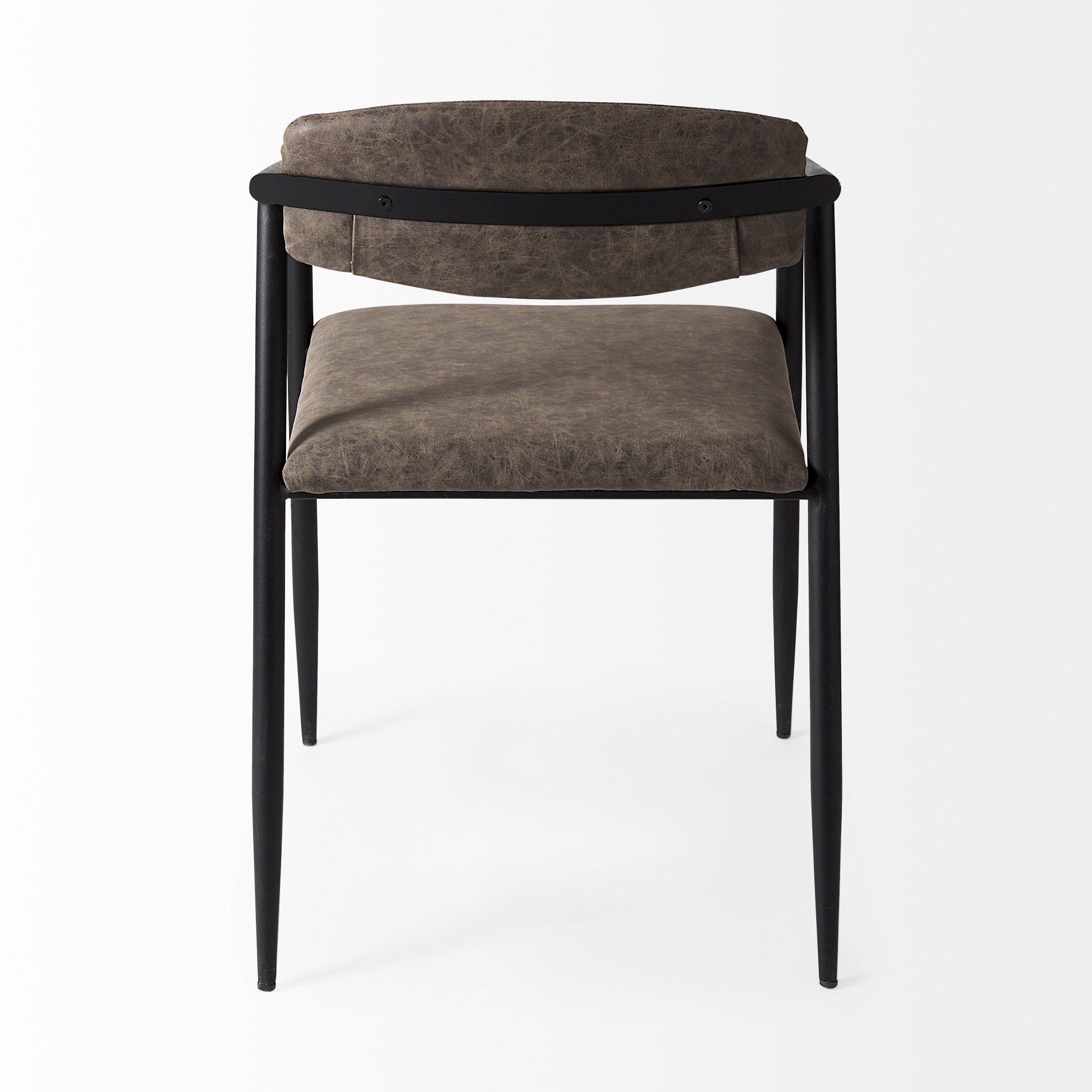 Mercana Langston Brown Faux-Leather Seat Black Iron Frame Dining Chair