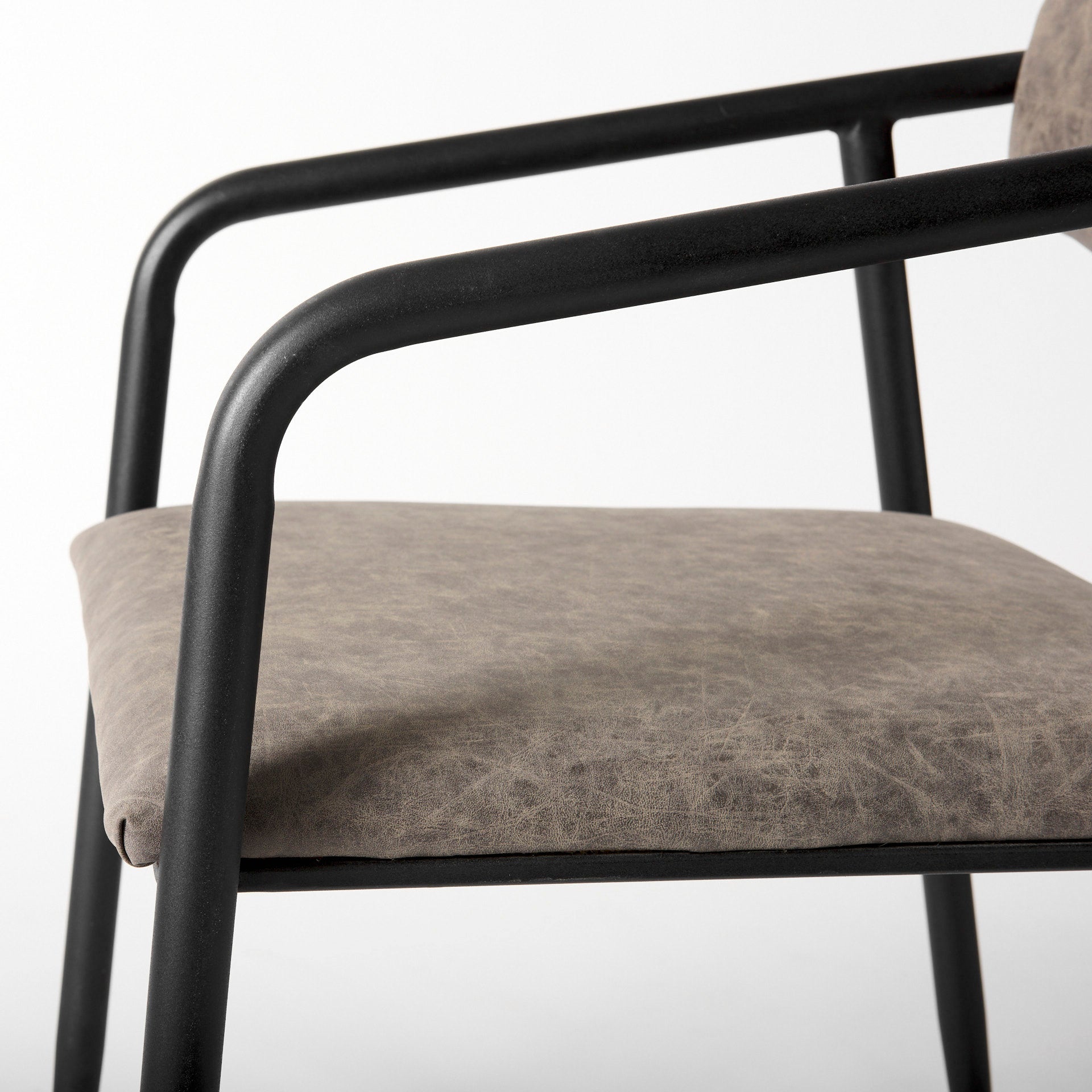 Mercana Langston Brown Faux-Leather Seat Black Iron Frame Dining Chair