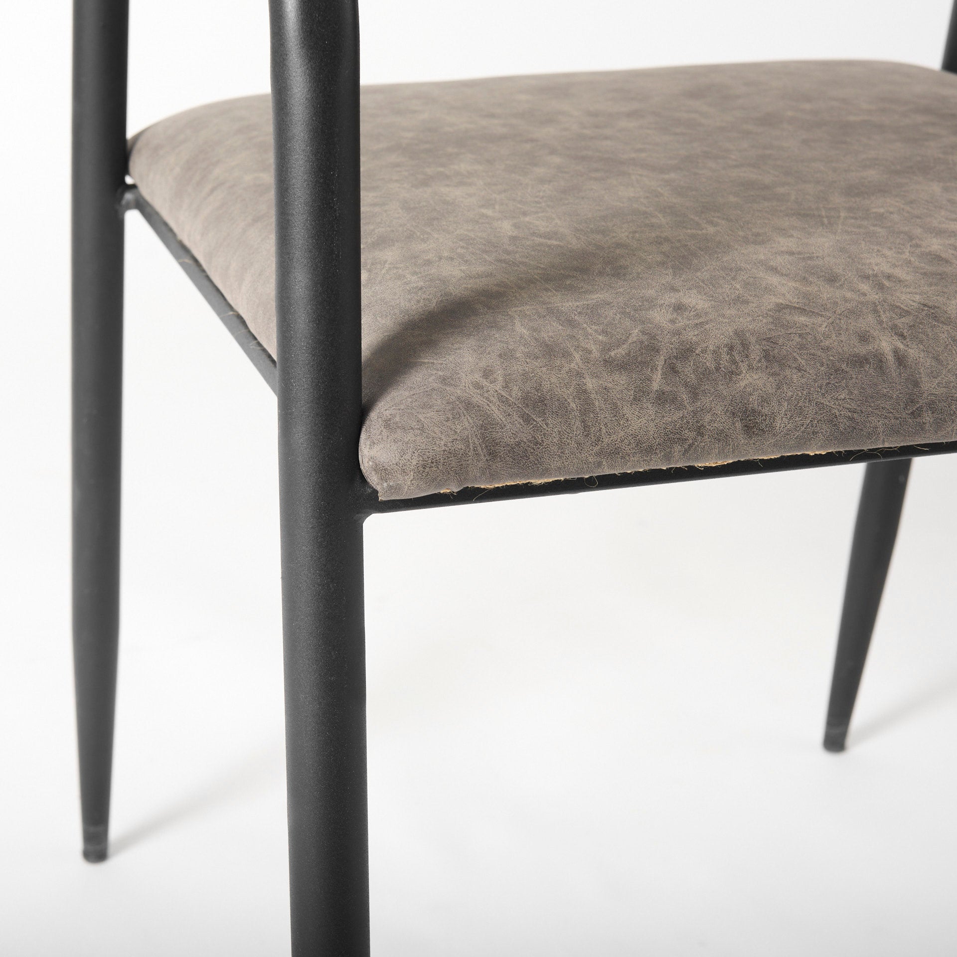 Mercana Langston Brown Faux-Leather Seat Black Iron Frame Dining Chair