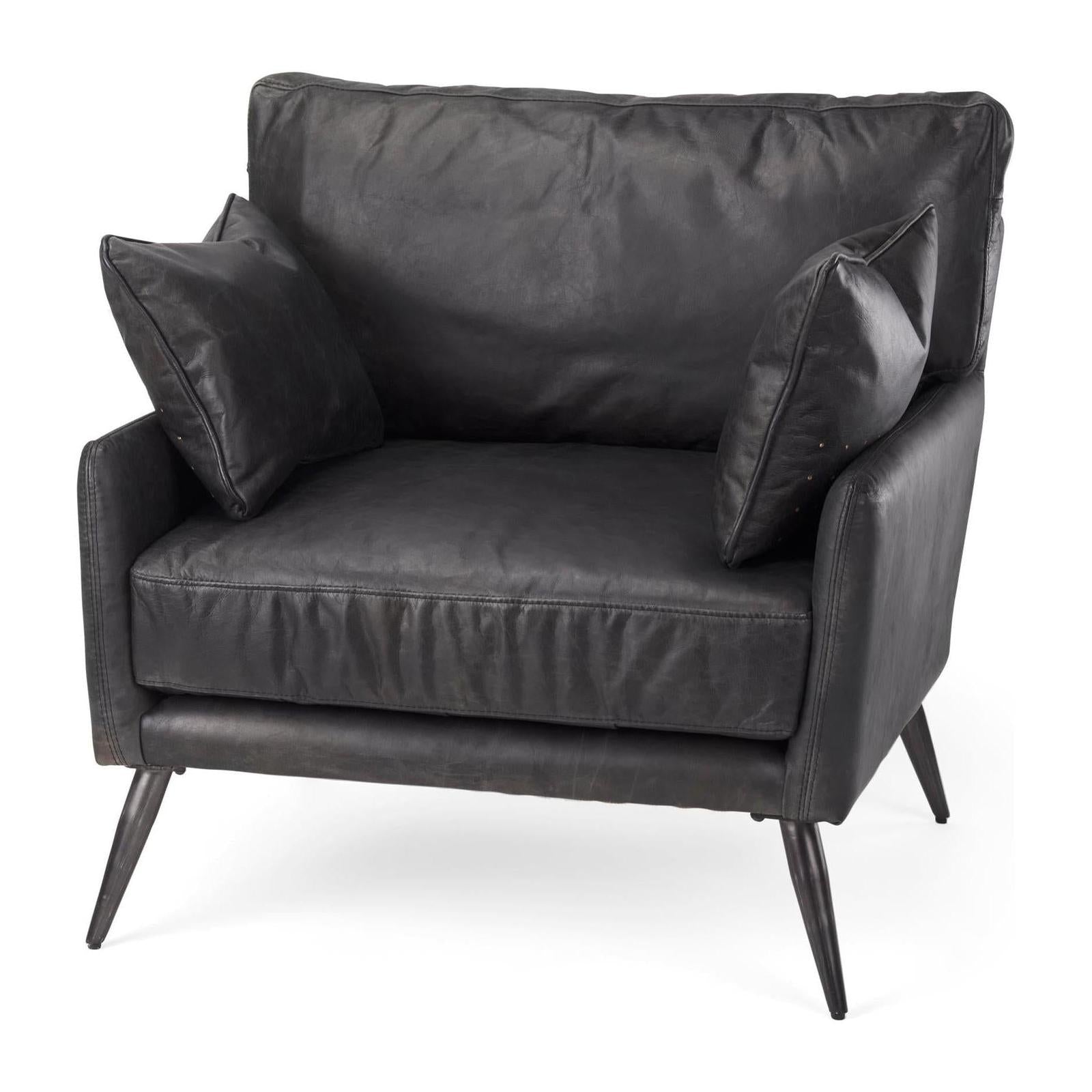 Mercana Cochrane Black Leather Wrapped Chair Clearance