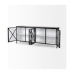 Mercana Aurelia Black and White Metal Four Door Glass Cabinet Buffet Clearance