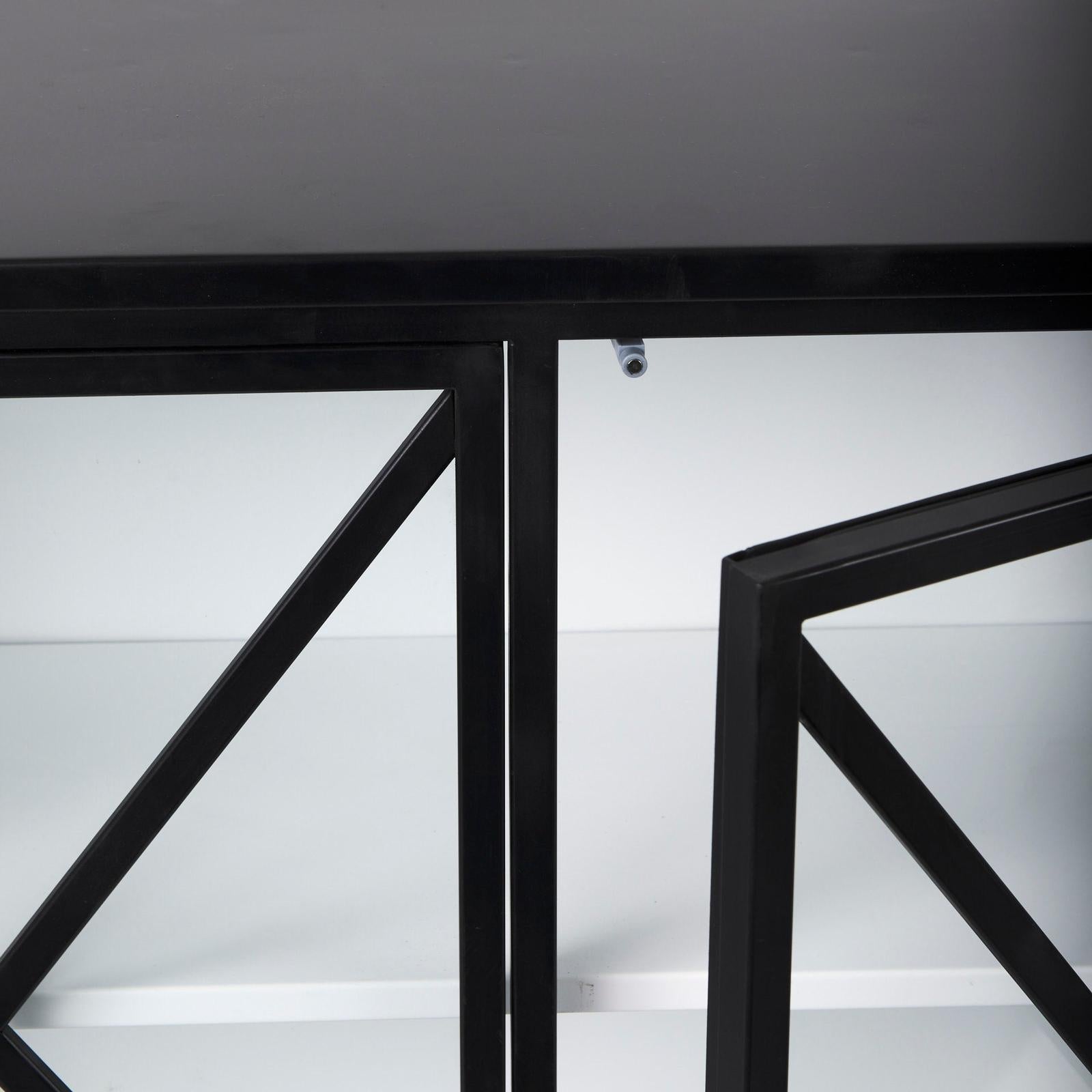 Mercana Aurelia Black and White Metal Four Door Glass Cabinet Buffet Clearance